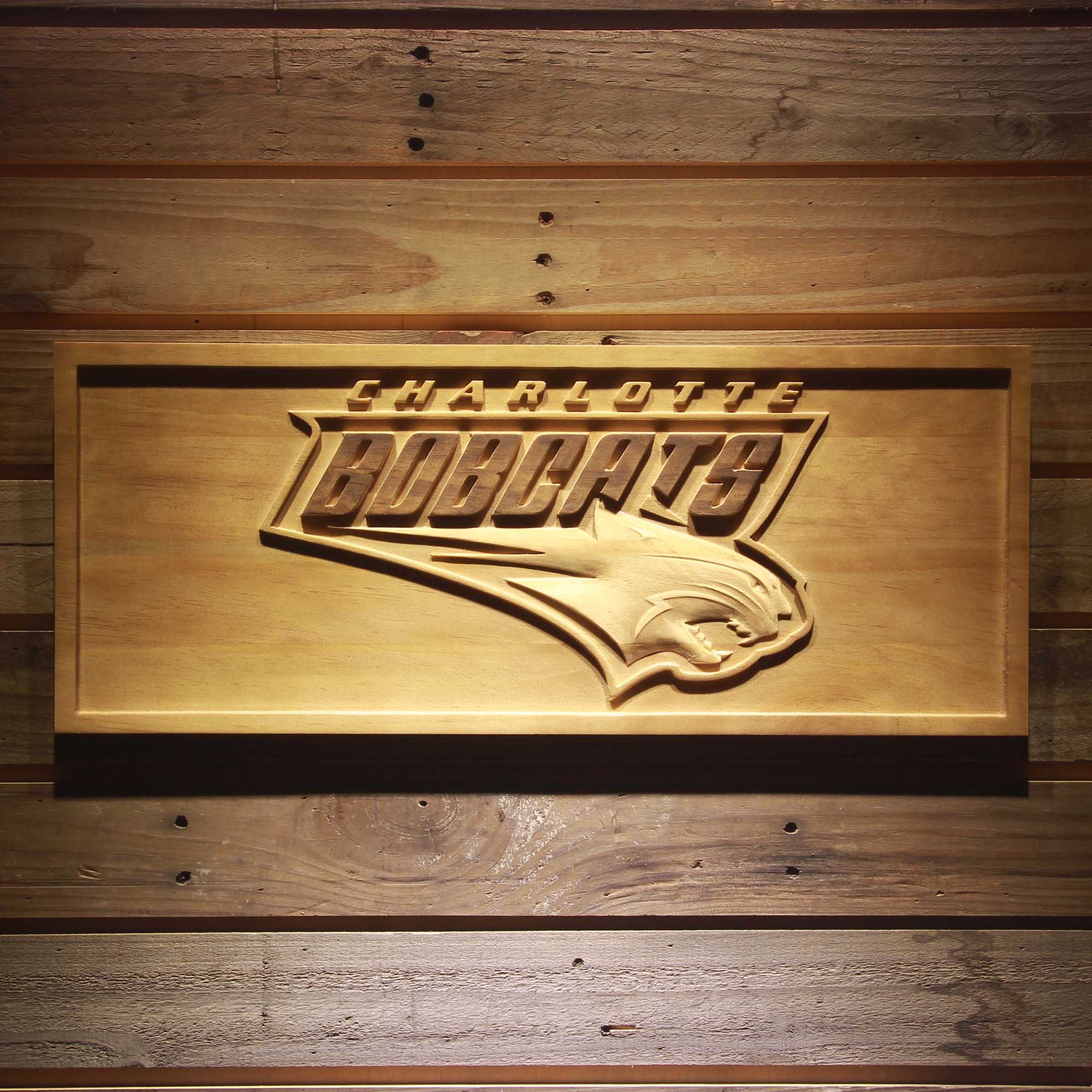 Charlotte Bobcats 3D Solid Wooden Craving Sign