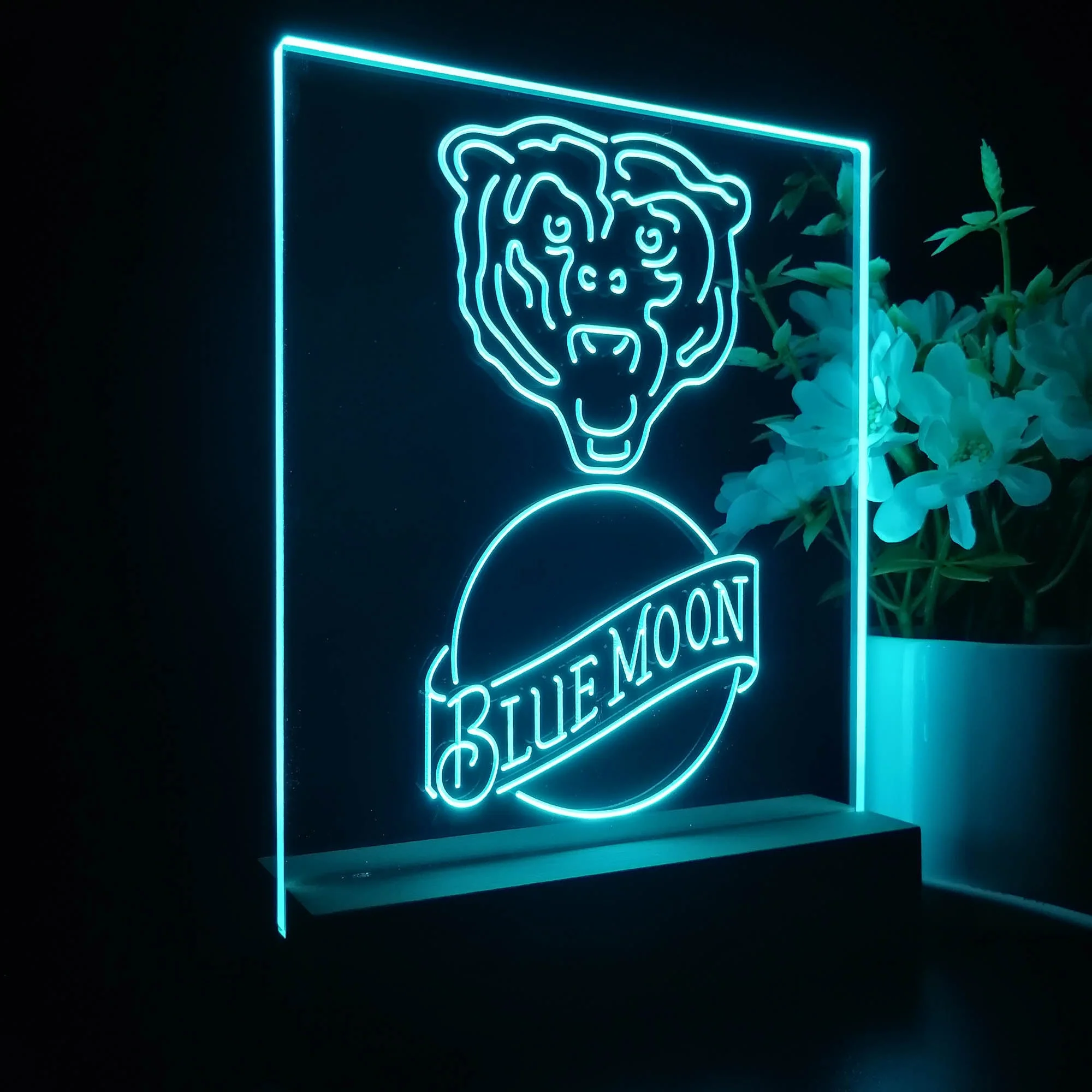 Chicago Bears Blue Moon Neon Sign Pub Bar Lamp - Image 6