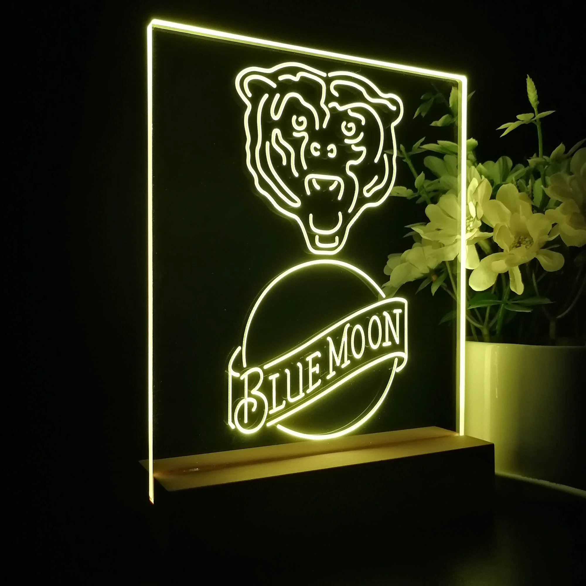 Chicago Bears Blue Moon Neon Sign Pub Bar Lamp - Image 7