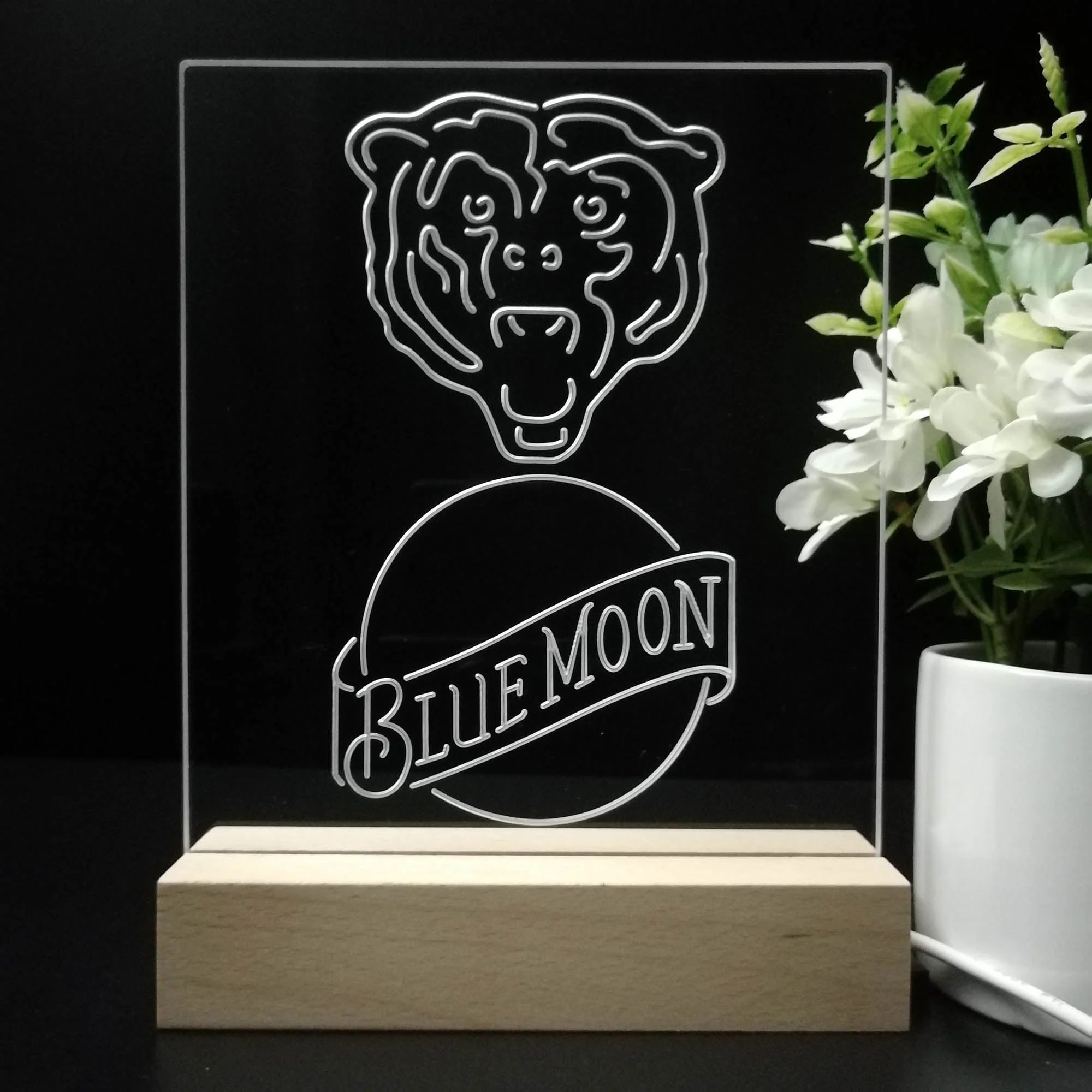 Chicago Bears Blue Moon Neon Sign Pub Bar Lamp - Image 8
