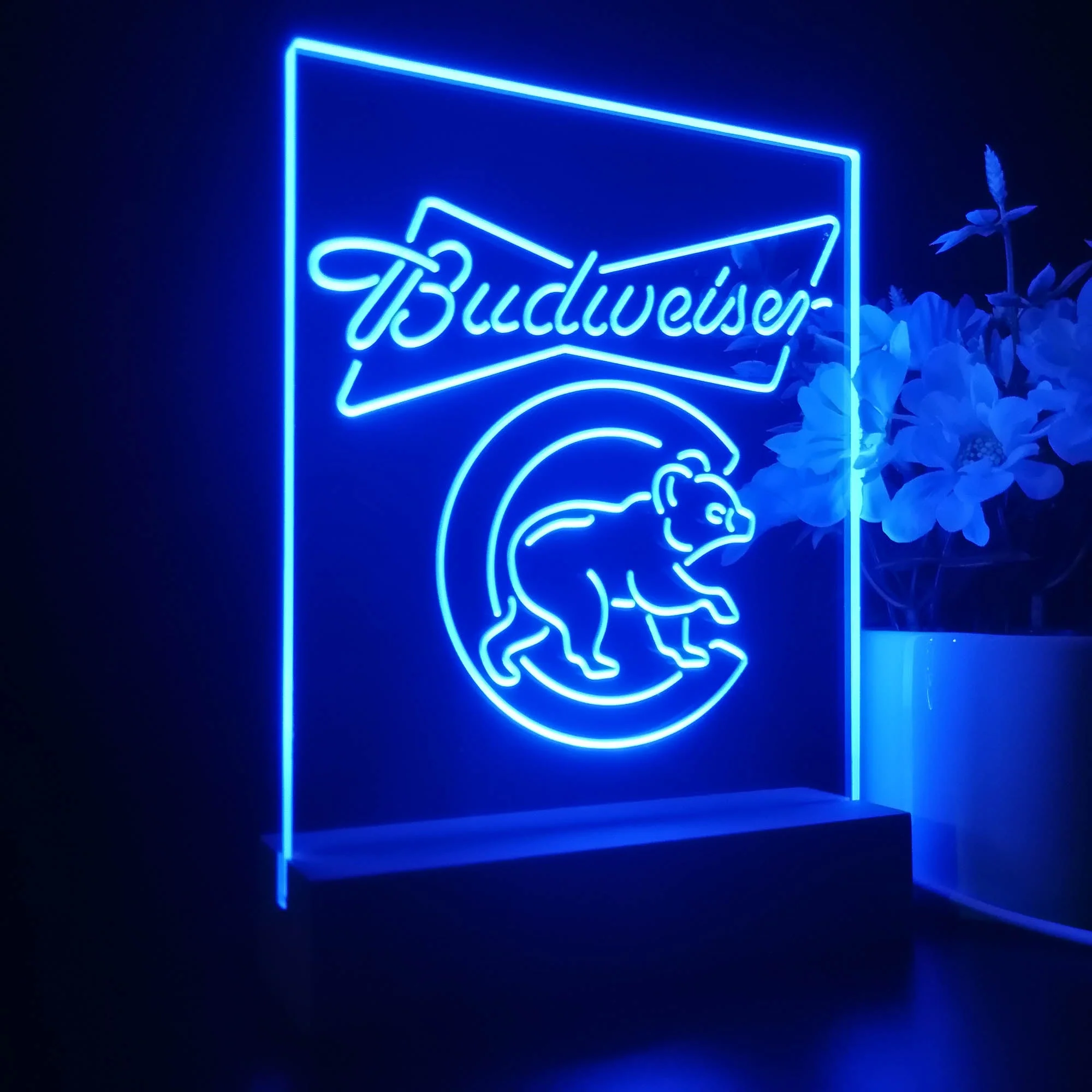 Chicago Bears Budweiser Neon Sign Table Top Lamp - Image 5