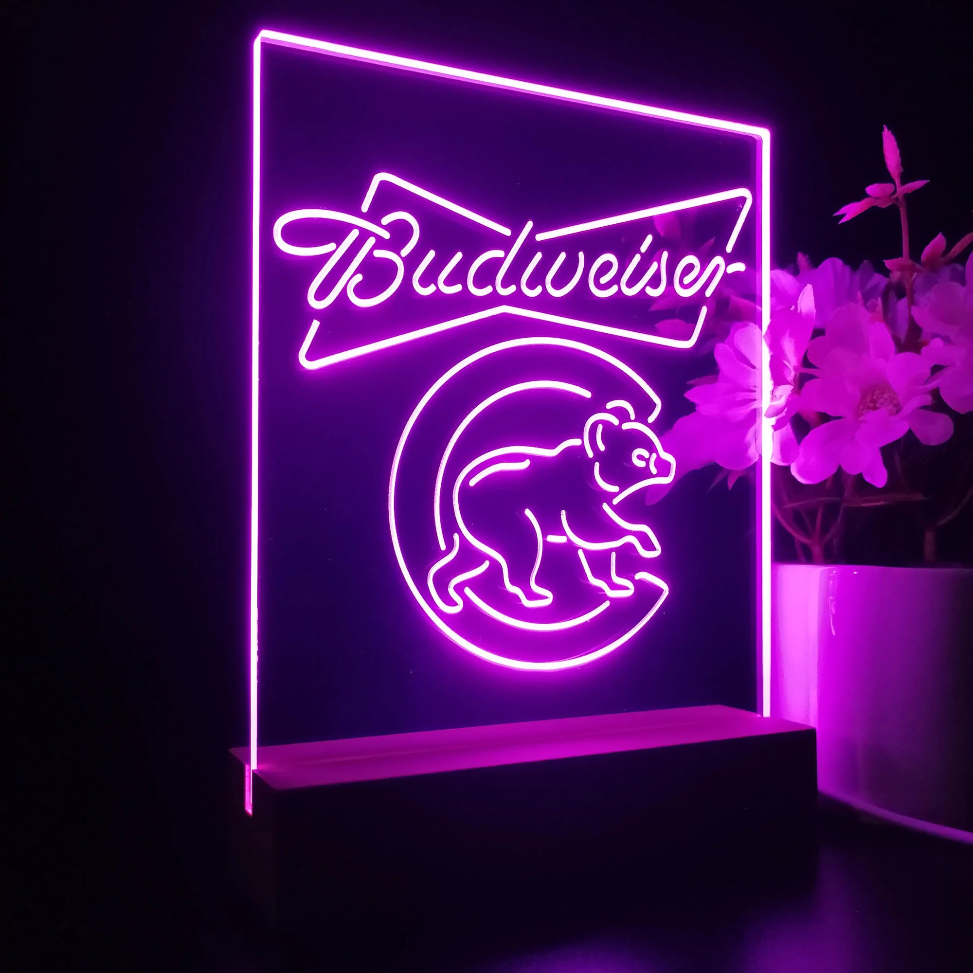 Chicago Bears Budweiser Neon Sign Table Top Lamp - Image 7