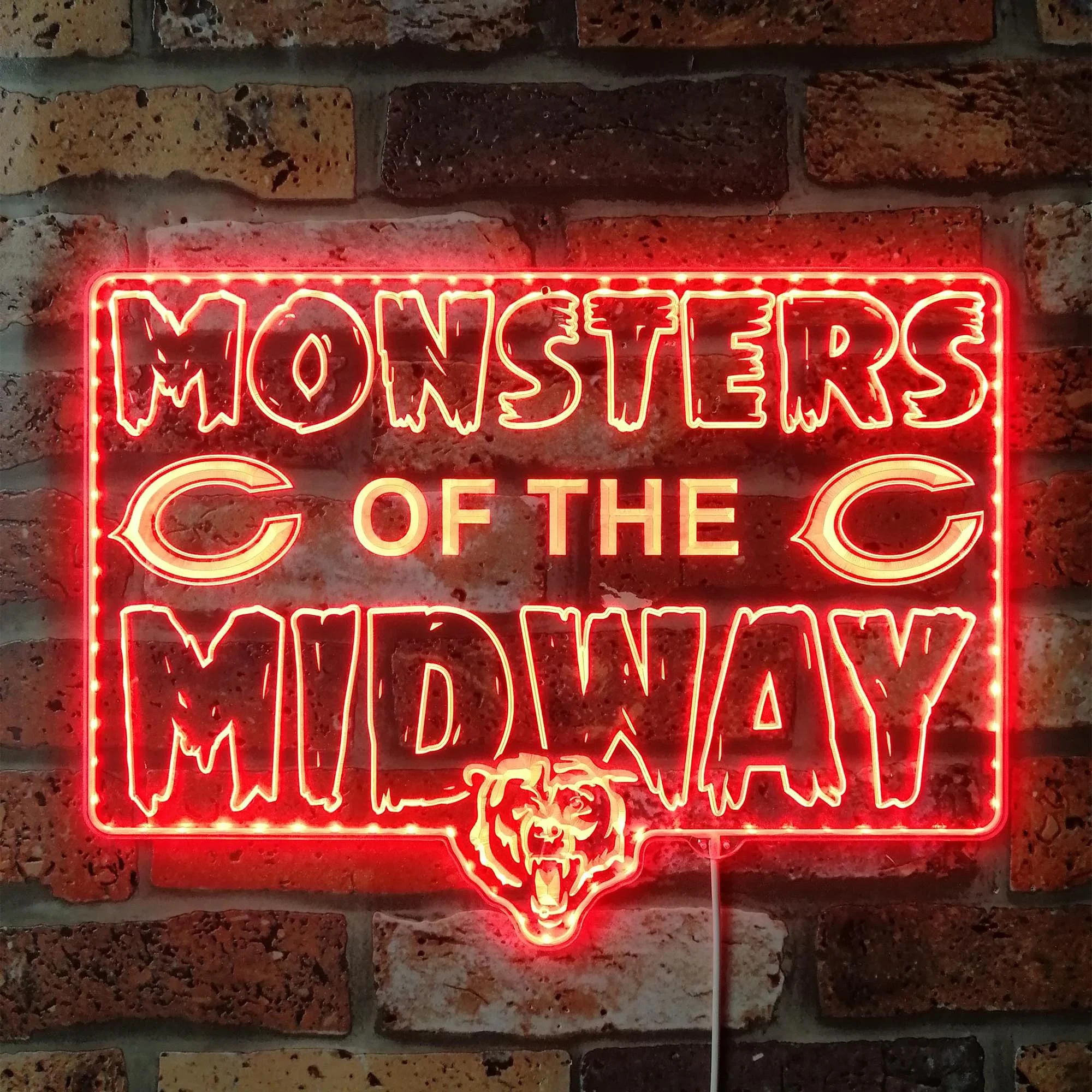 Chicago Bears MONSTERS OF THE MIDWAY Neon LED Sign with Dynamic RGB Colors - Image 3