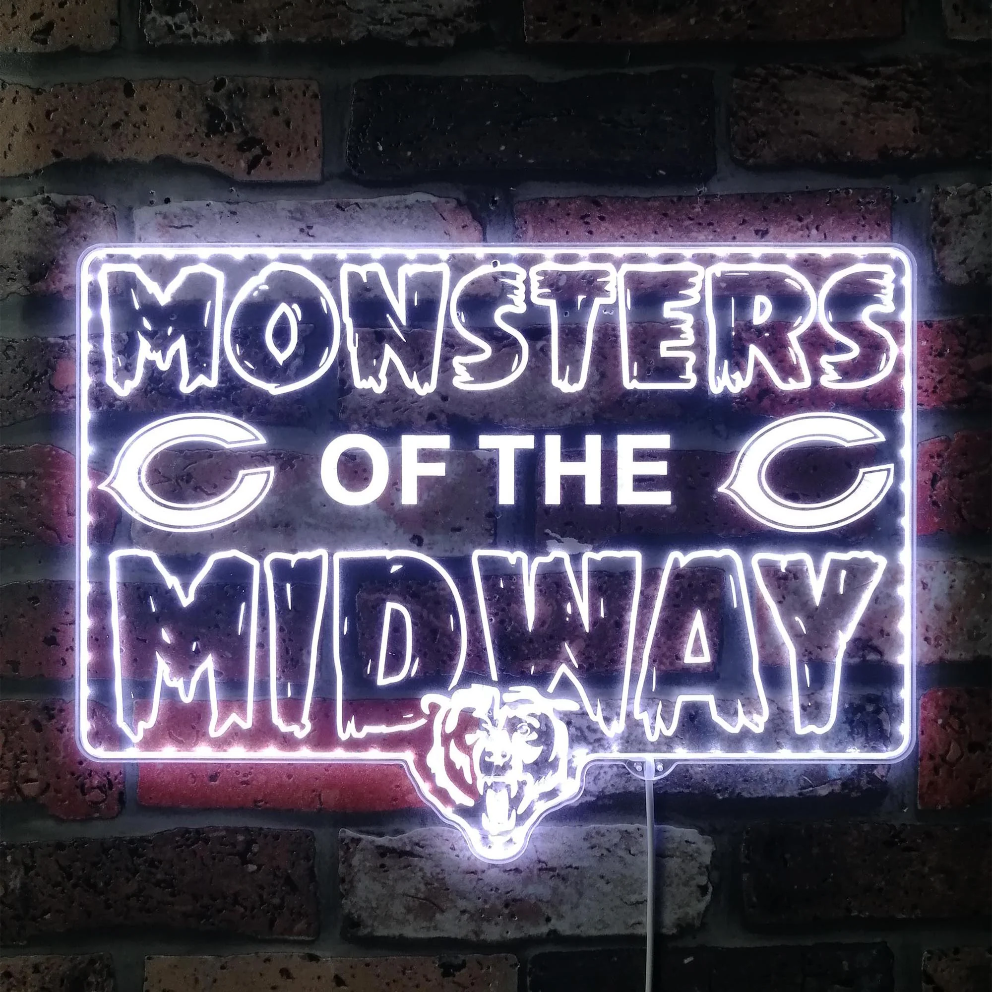 Chicago Bears MONSTERS OF THE MIDWAY Neon LED Sign with Dynamic RGB Colors - Image 5