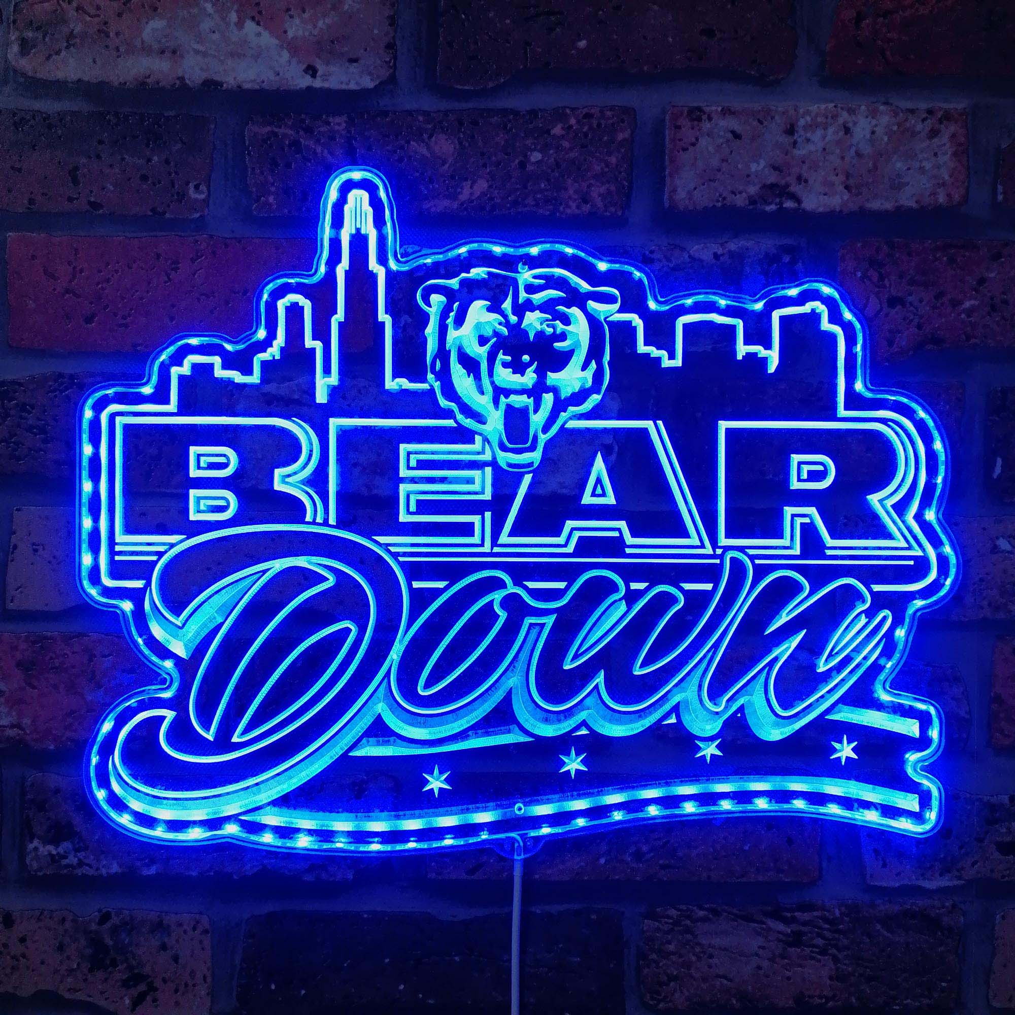 Chicago Bears Skyline Neon LED Sign with Dynamic RGB Colors - Image 4