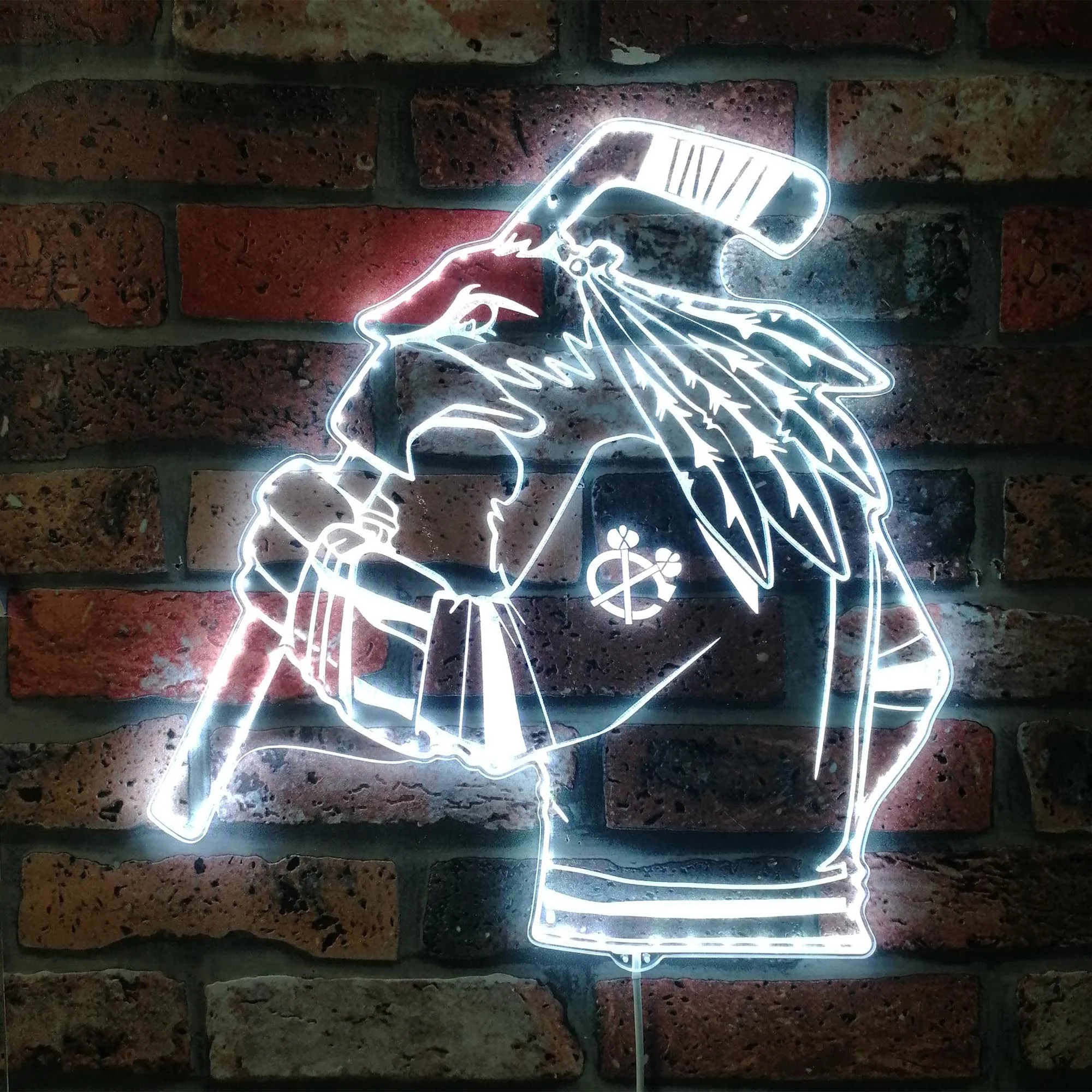 Chicago Blackhawks Mascot Neon LED Sign with Dynamic RGB Colors - Image 5
