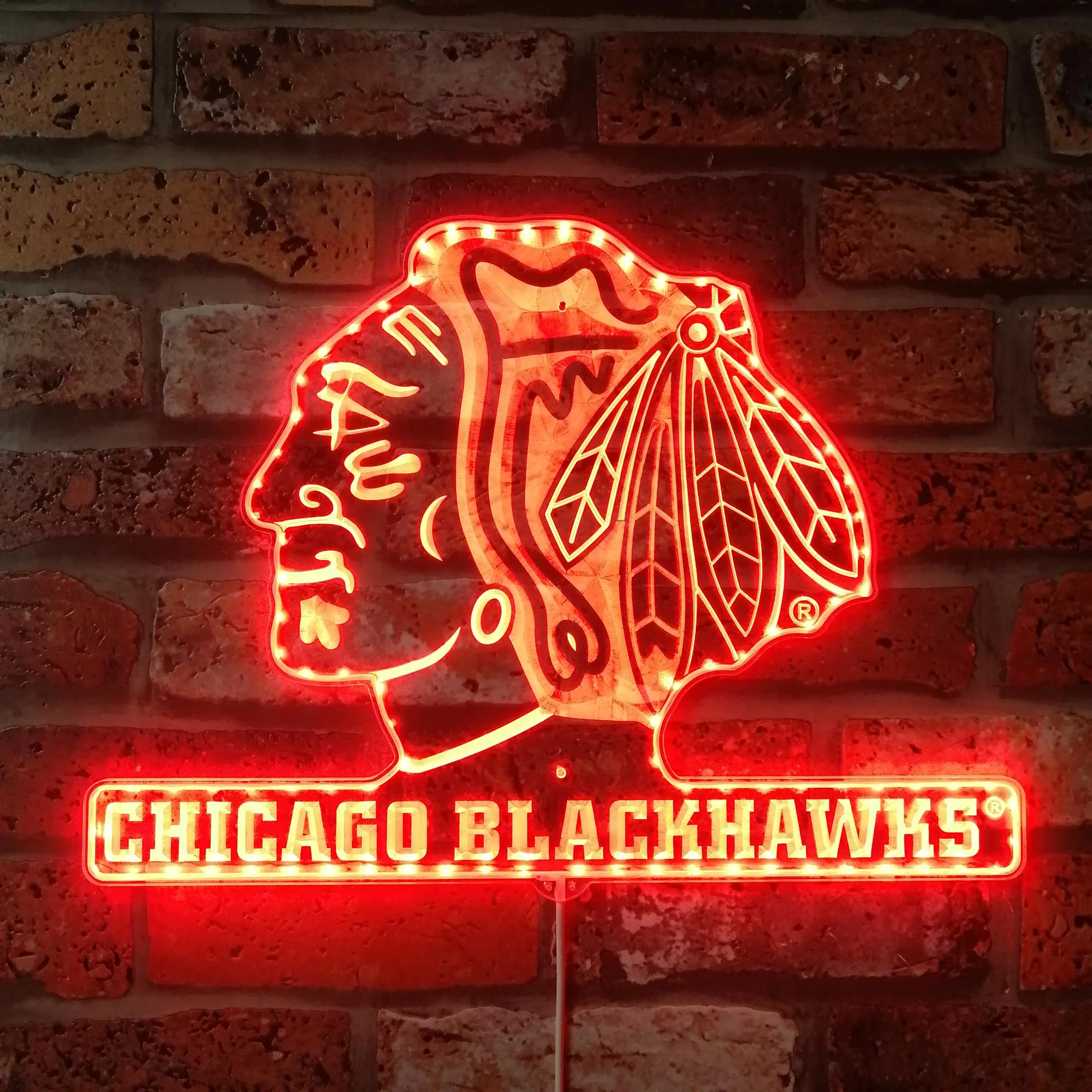 Chicago Blackhawks Neon LED Sign with Dynamic RGB Colors - Image 3