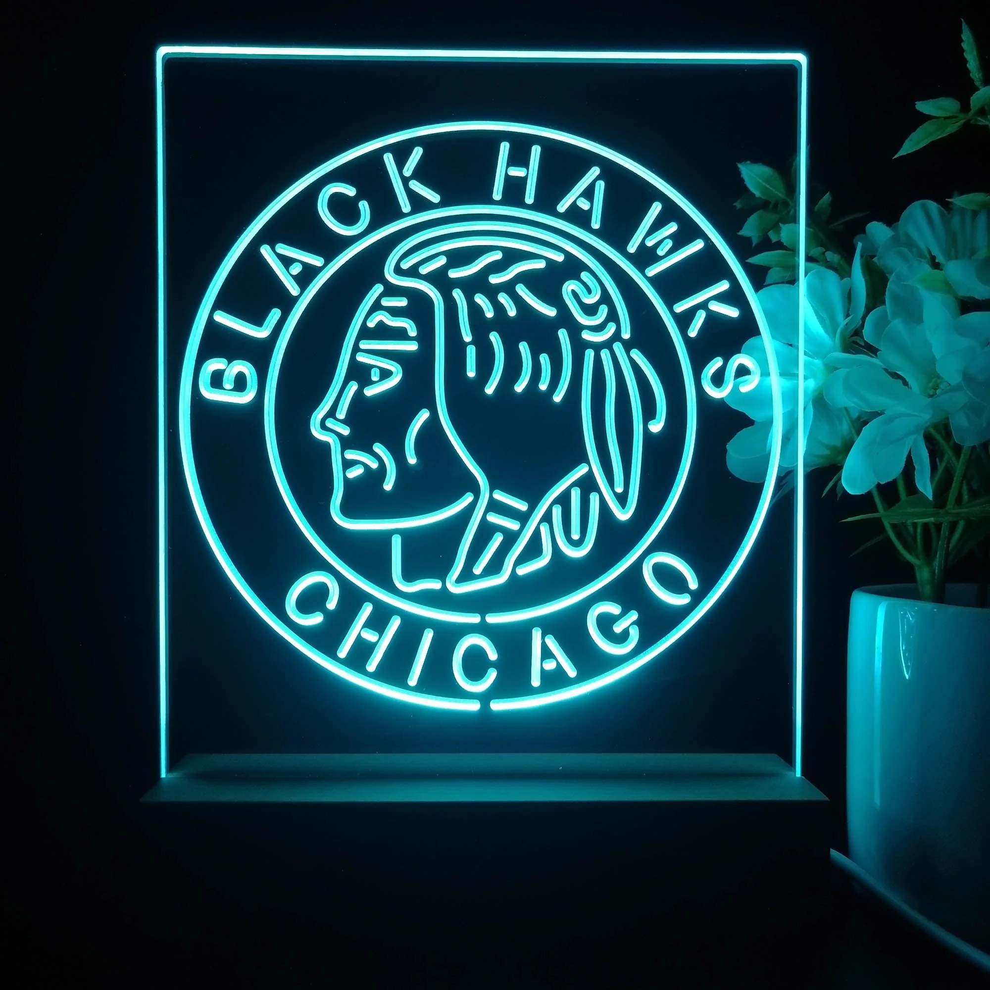 Chicago Blackhawks Neon Sign Table Top Lamp - Image 4
