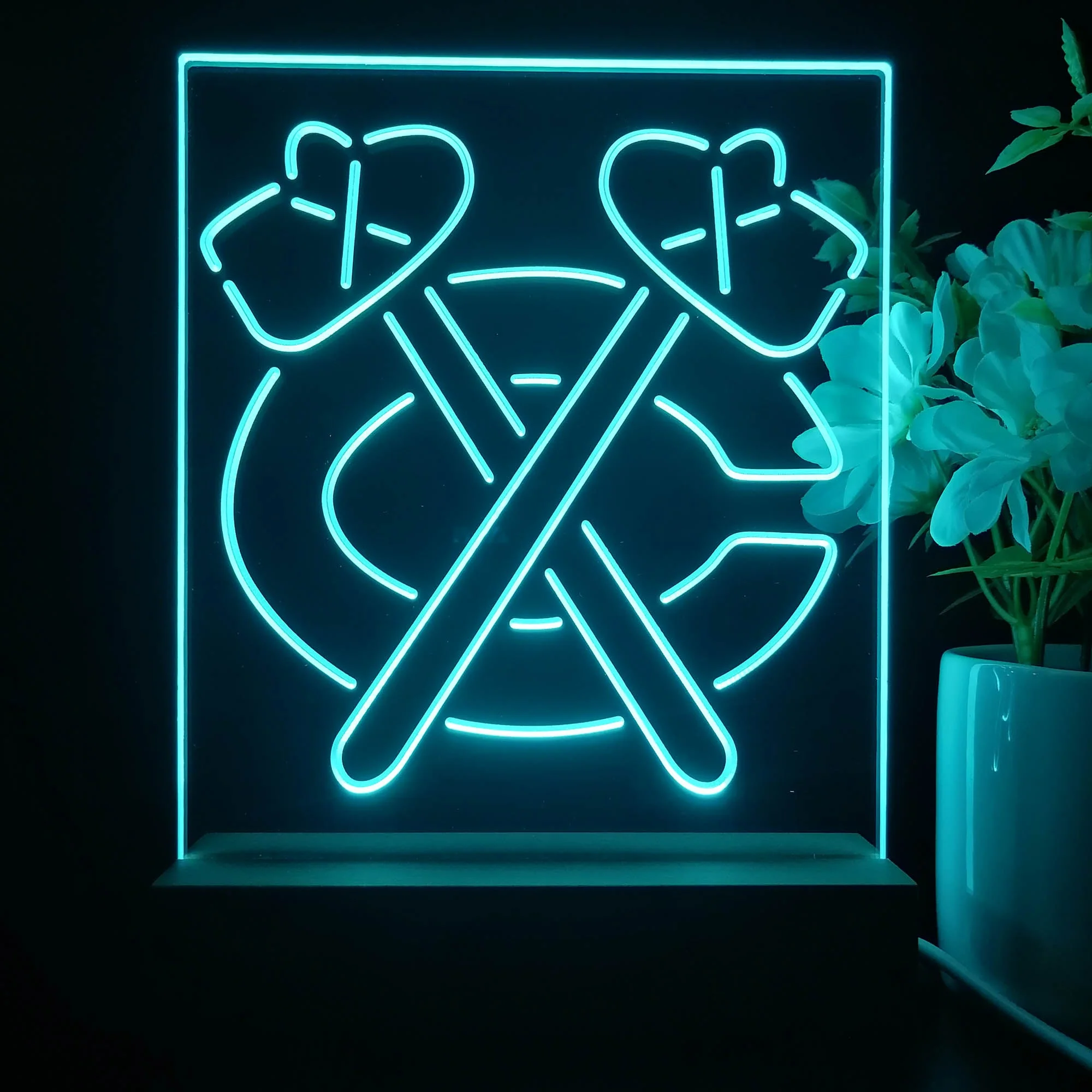 Chicago Blackhawks Neon Sign Table Top Lamp - Image 3