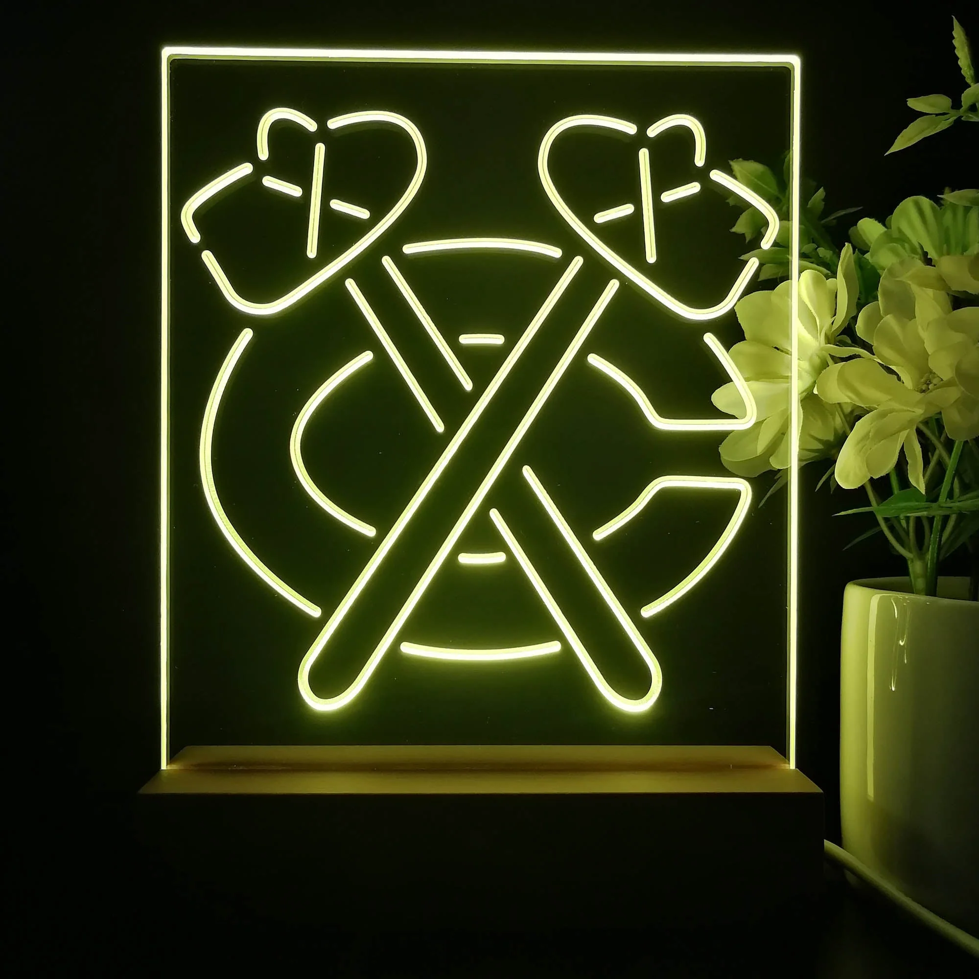 Chicago Blackhawks Neon Sign Table Top Lamp - Image 4