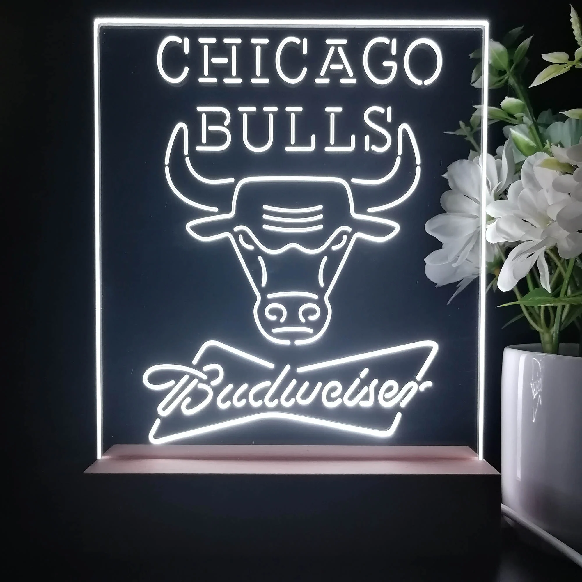 Chicago Bulls Budweiser Neon Sign Pub Bar Lamp - Image 2