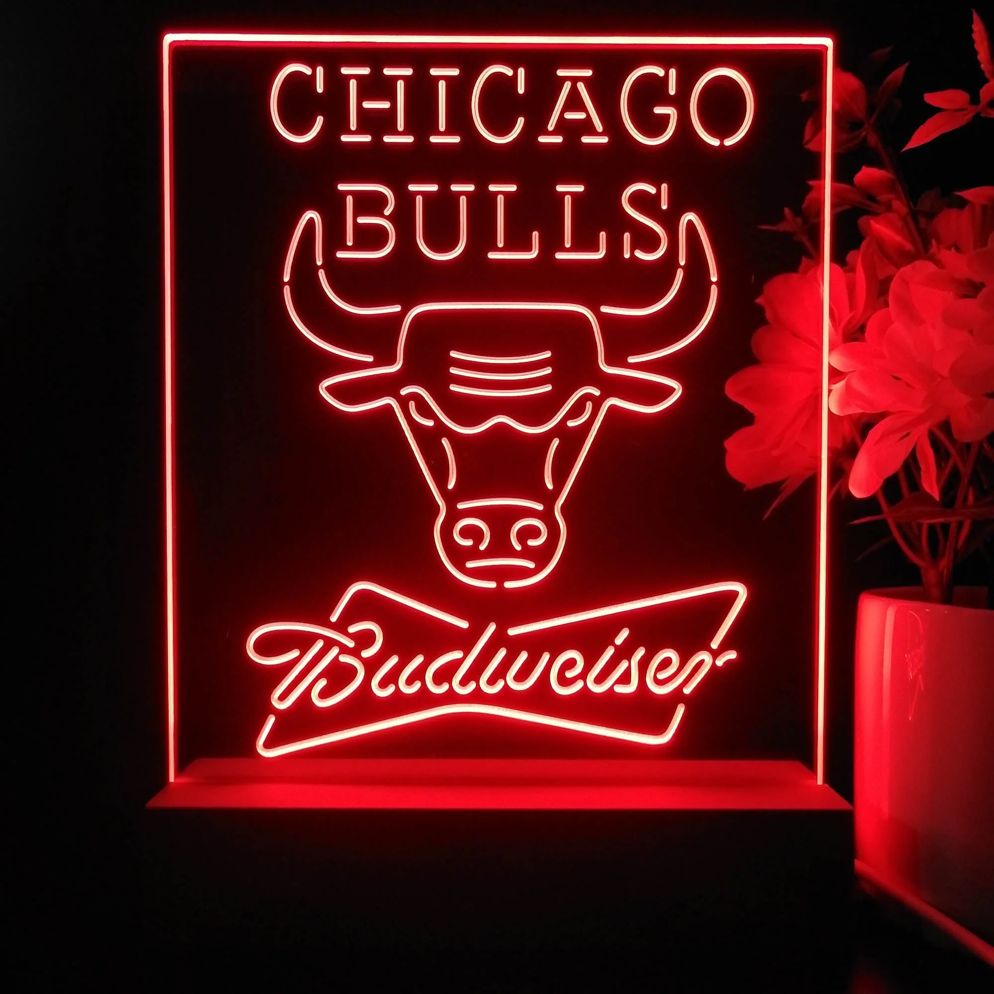 Chicago Bulls Budweiser Neon Sign Pub Bar Lamp - Image 4