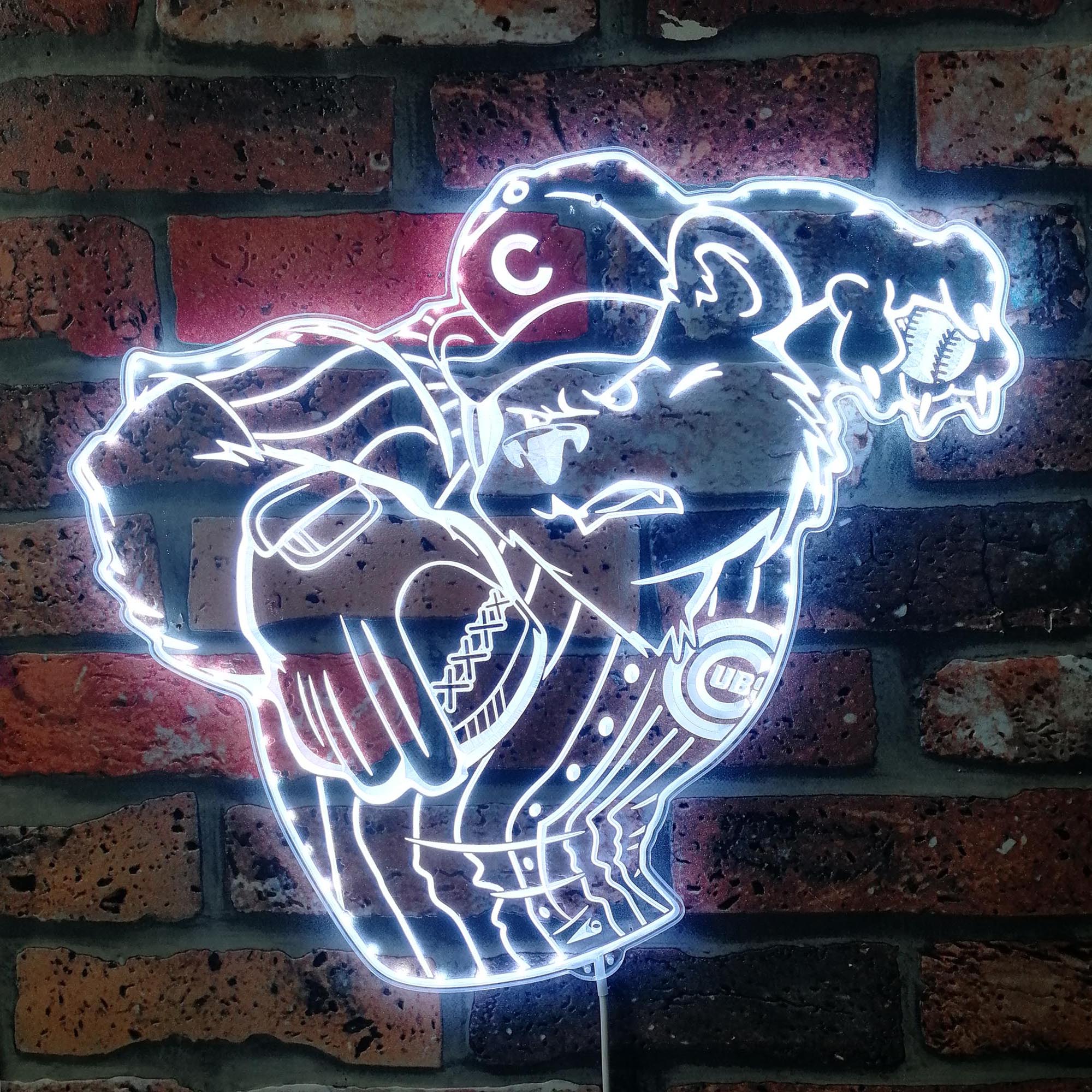 Chicago Cubs Mascot Neon LED Sign with Dynamic RGB Colors - Image 5