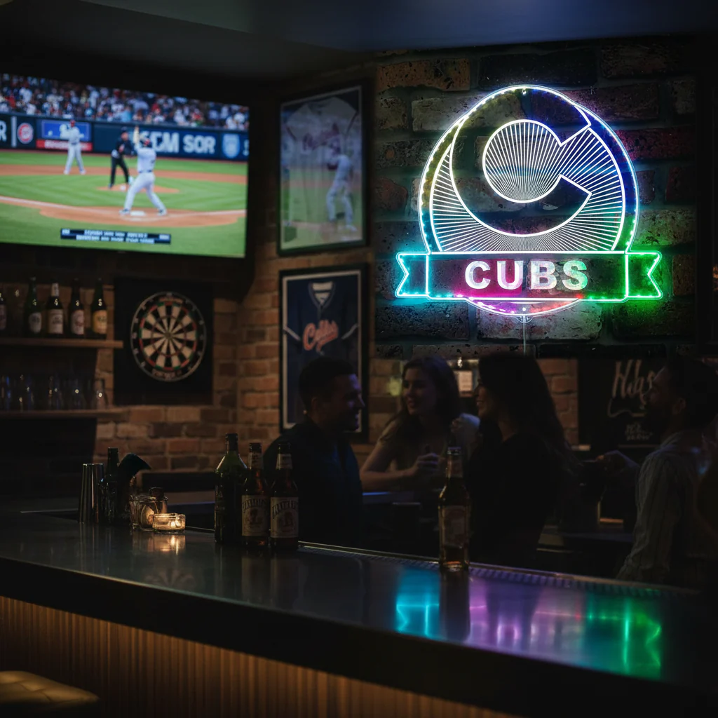 Chicago Cubs Neon LED Sign with Dynamic RGB Colors - Image 8