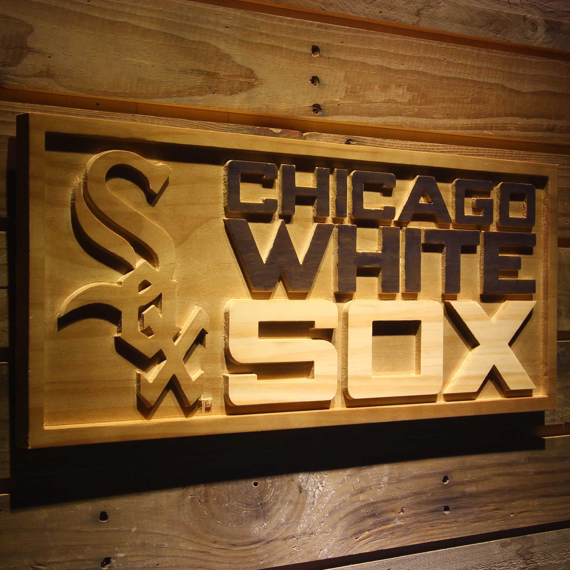 Chicago White Sox 3D Solid Wooden Craving Sign - Image 2