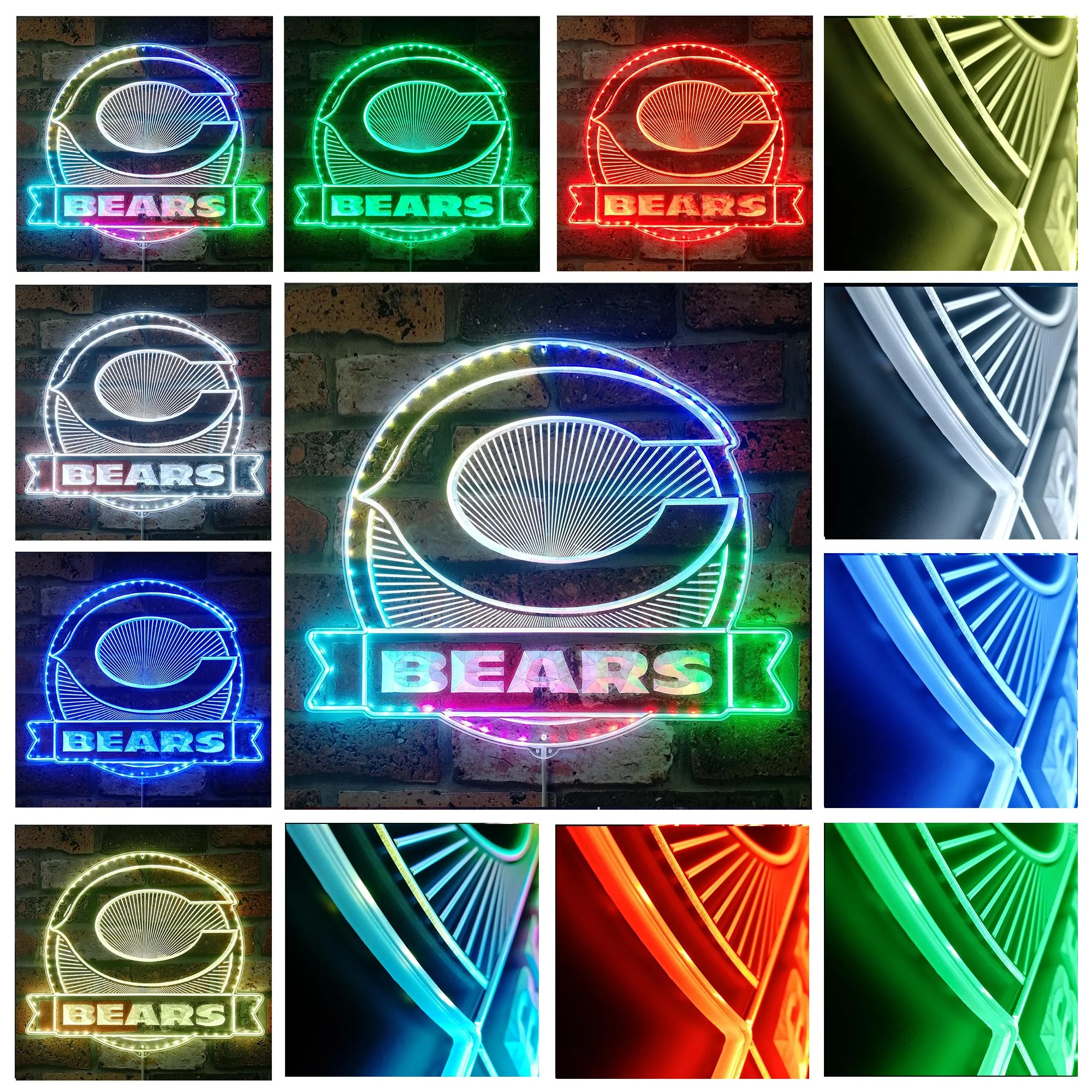 Chicago Bears Neon LED Sign with Dynamic RGB Colors - Image 3