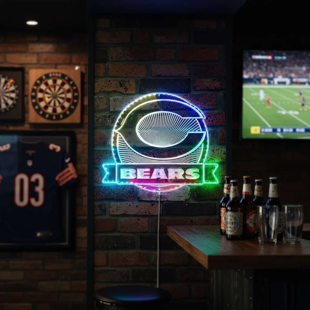 Chicago Bears Neon LED Sign with Dynamic RGB Colors - Image 8