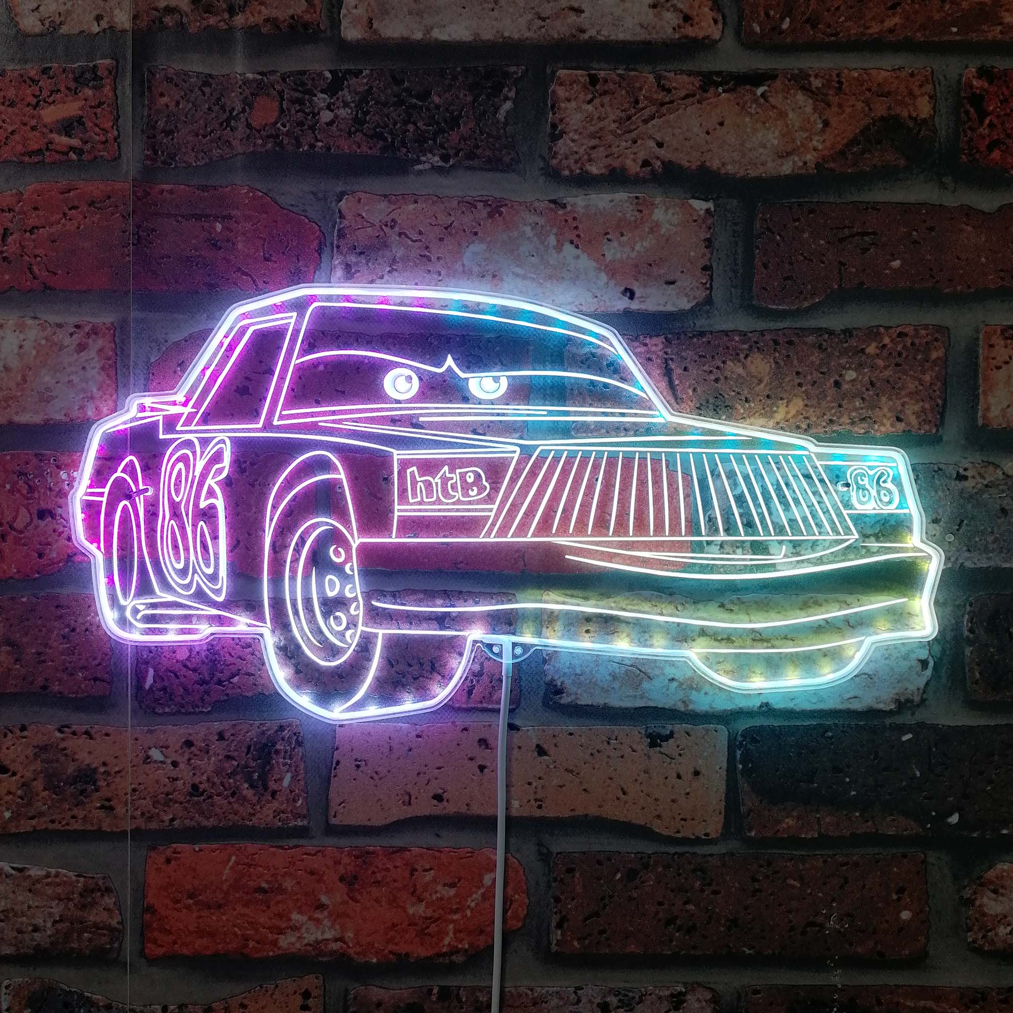 Chick Hicks Mcqueen Cartoon Neon LED Sign with Dynamic RGB Colors