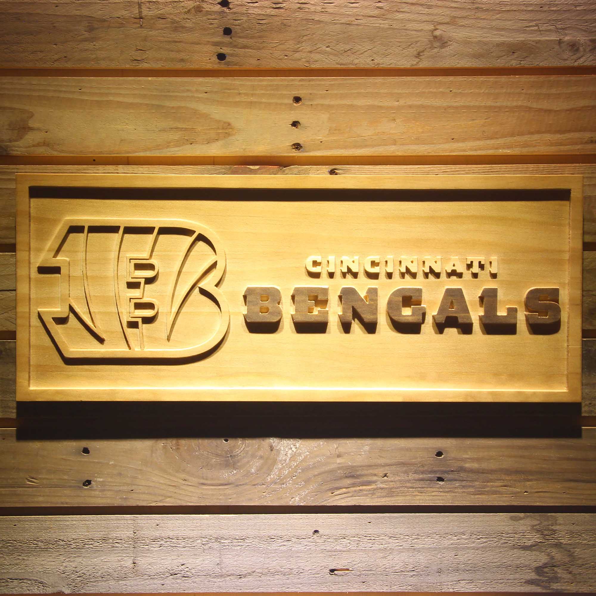 Cincinnati Bengals 3D Solid Wooden Craving Sign