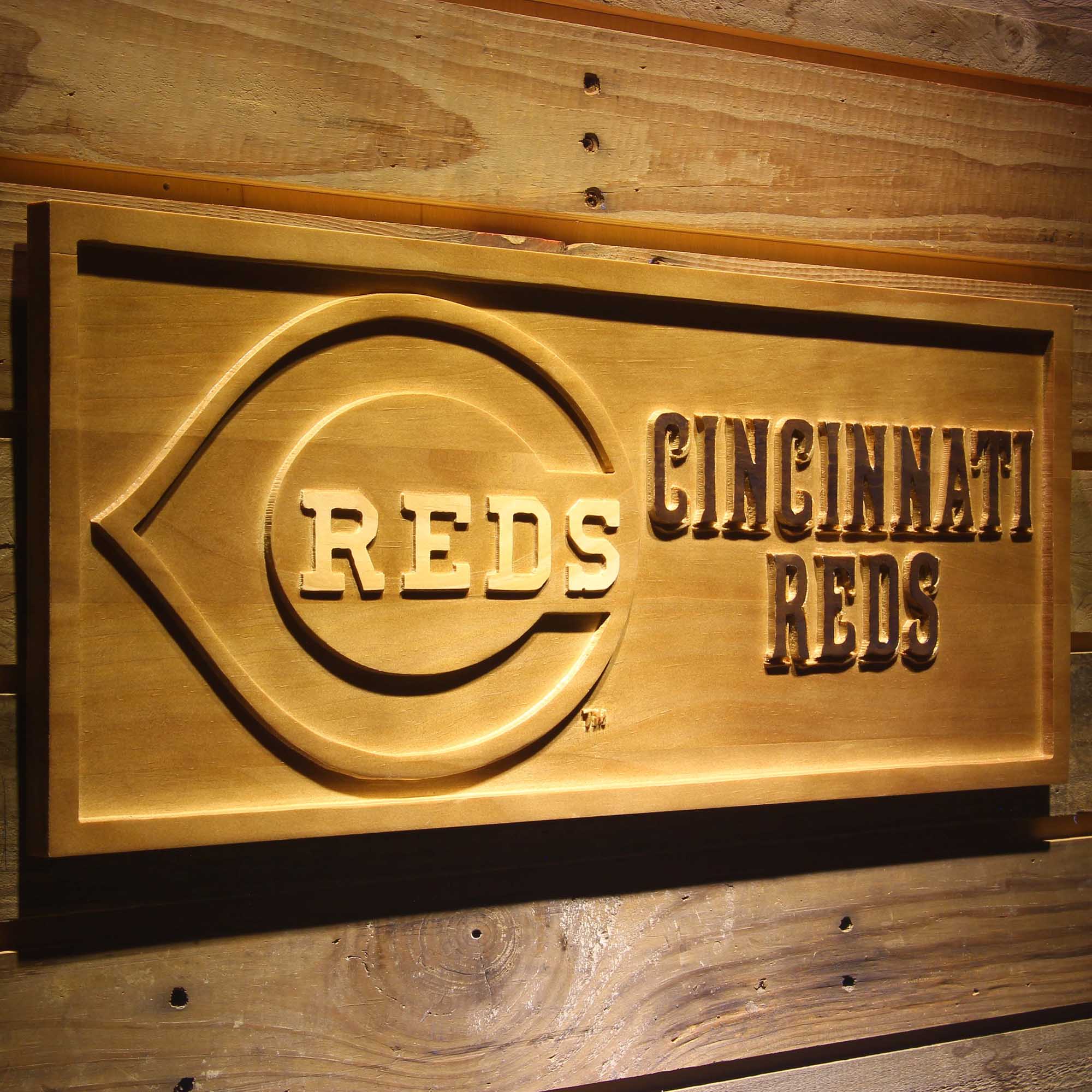Cincinnati Reds 3D Solid Wooden Craving Sign - Image 2