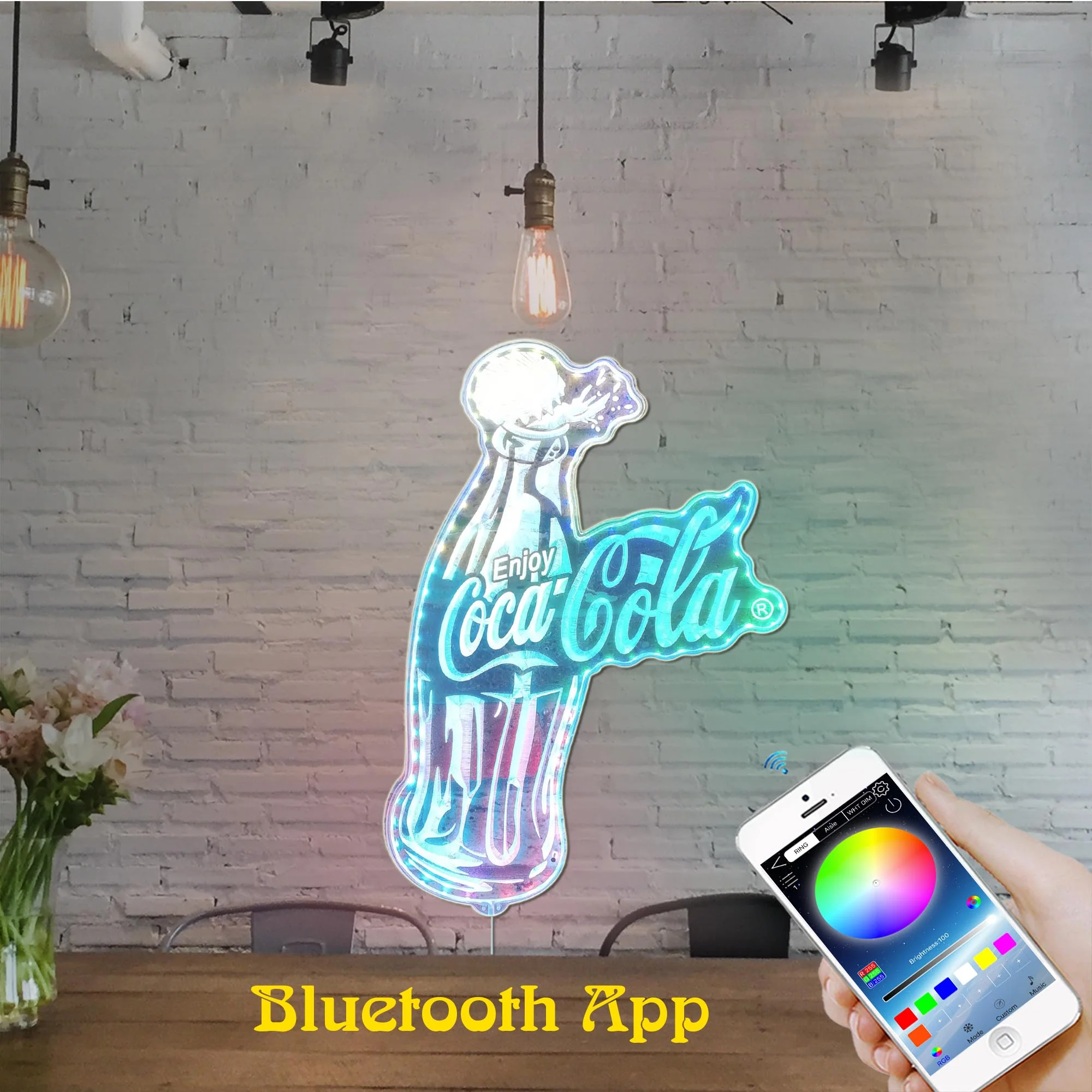 Coca Cola Bottle Neon LED Sign with Dynamic RGB Colors - Image 7