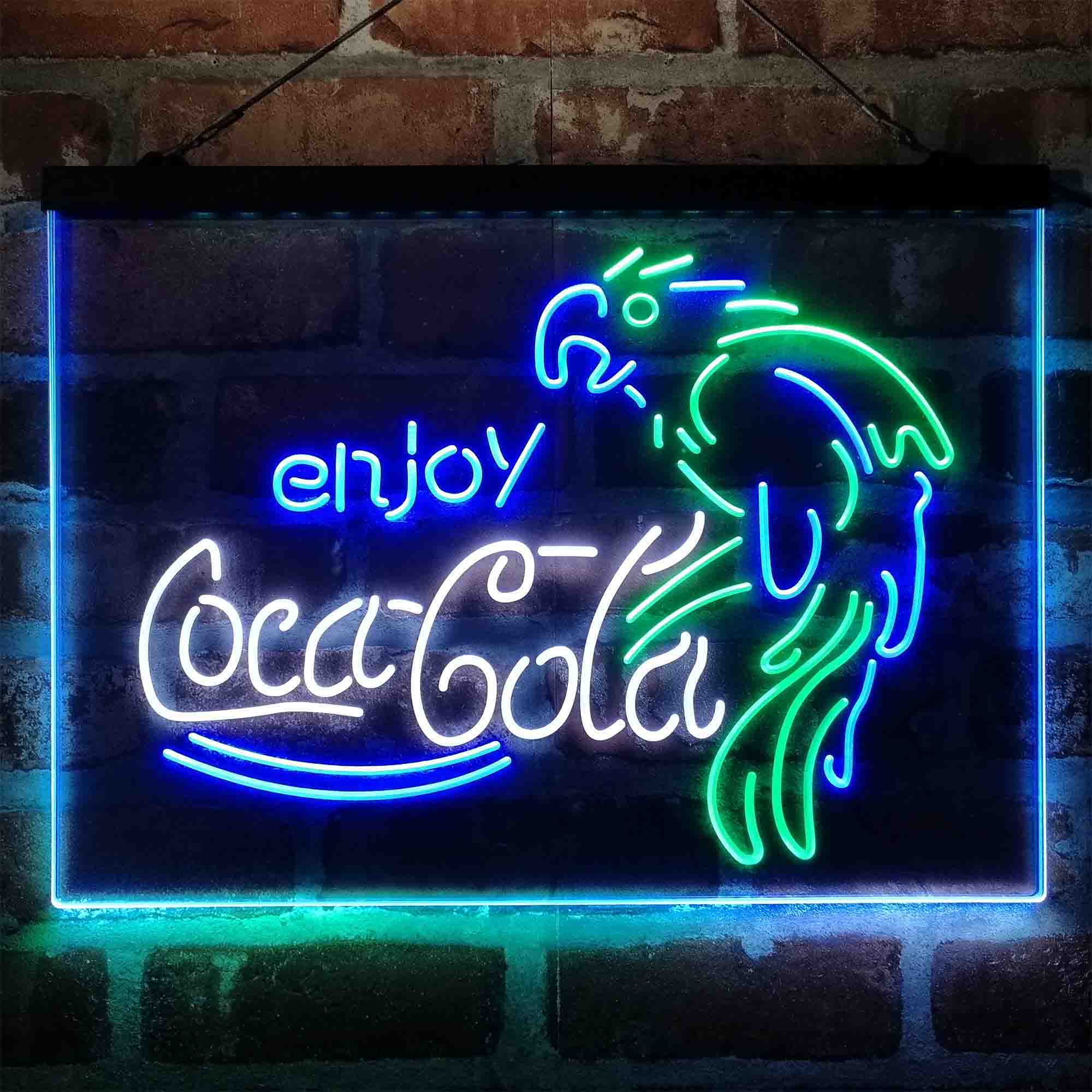 Enjoy Coca Cola Parrot Neon 3-Color LED Sign