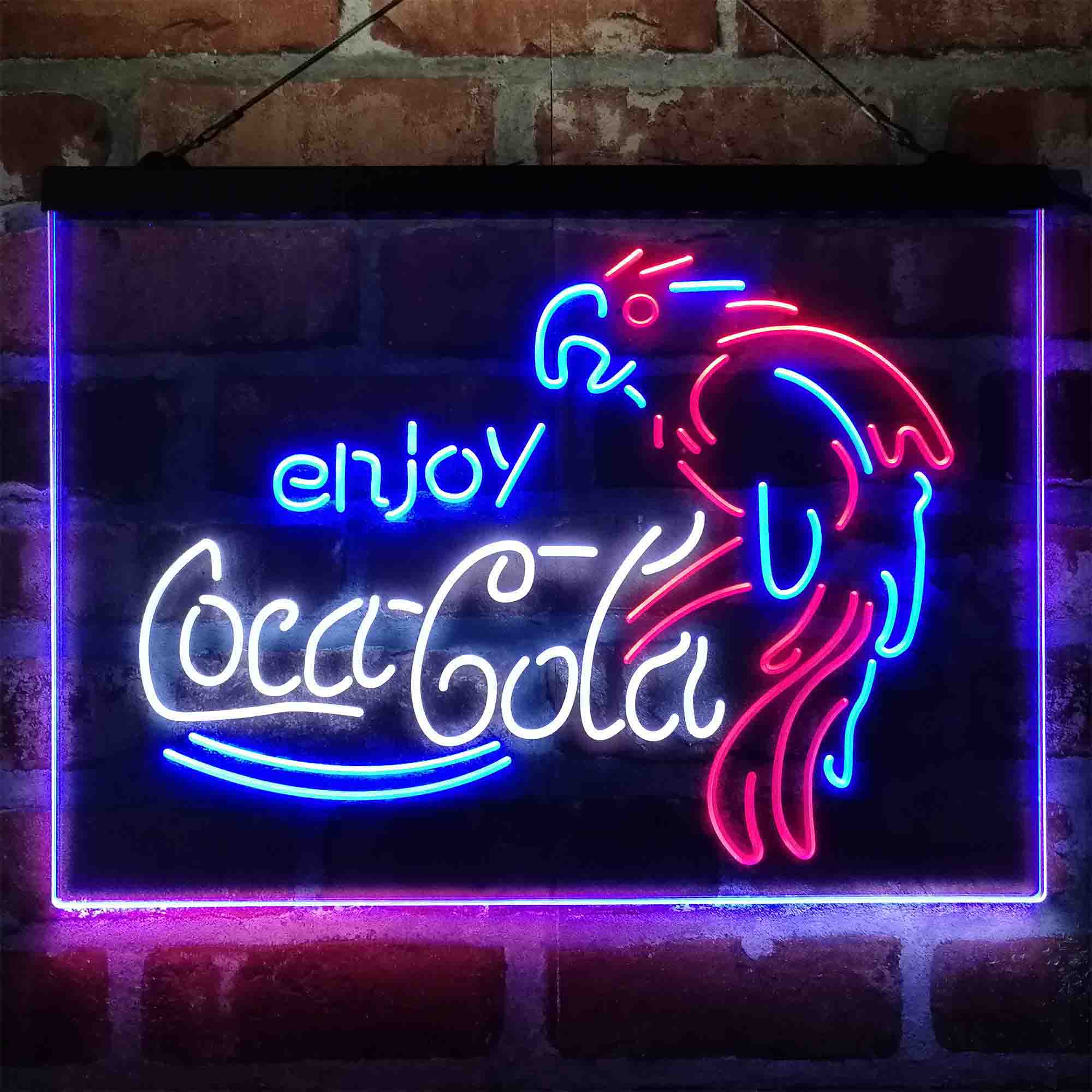 Enjoy Coca Cola Parrot Neon 3-Color LED Sign - Image 9
