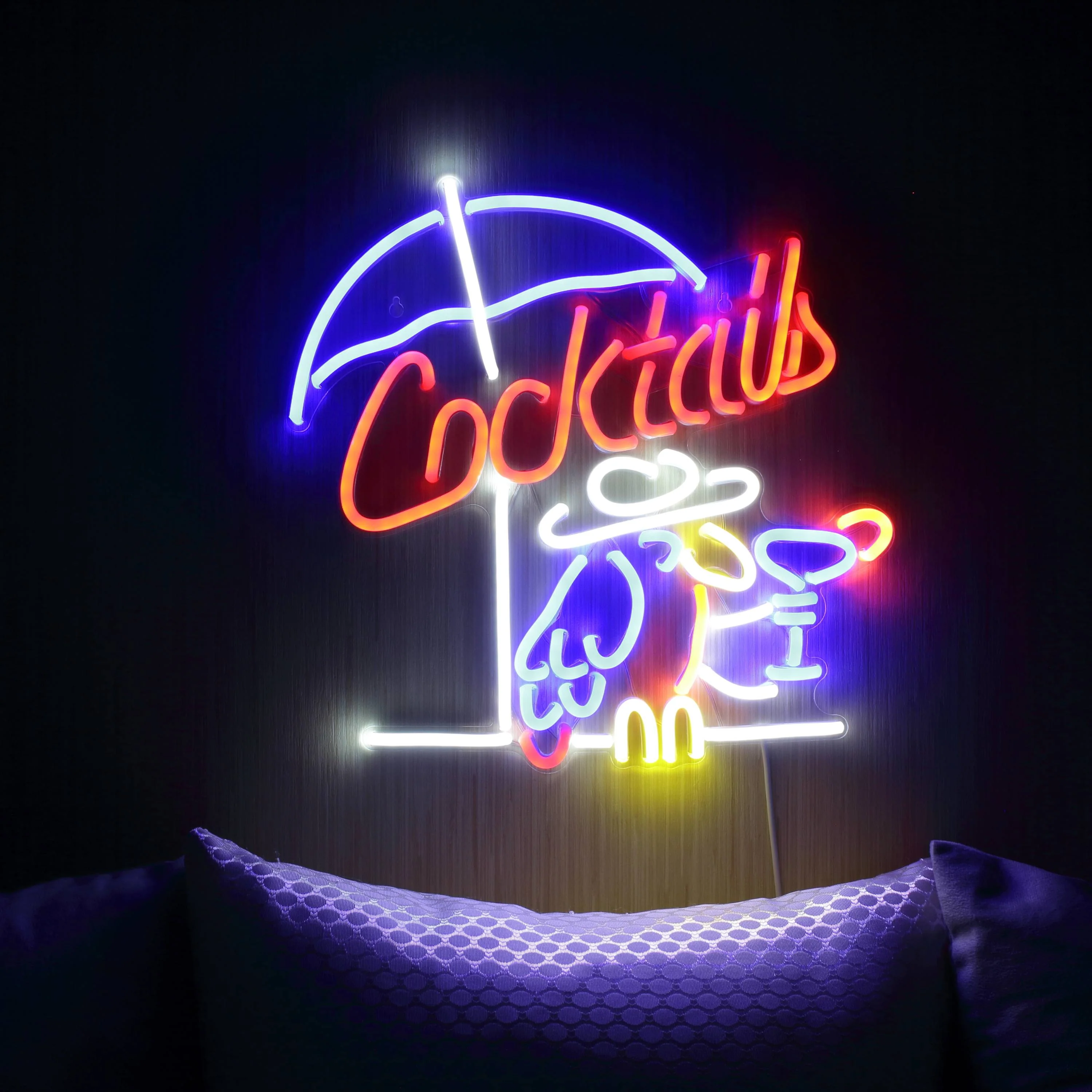 Cocktails Parrot Umbrella Martini Flex Neon LED Sign