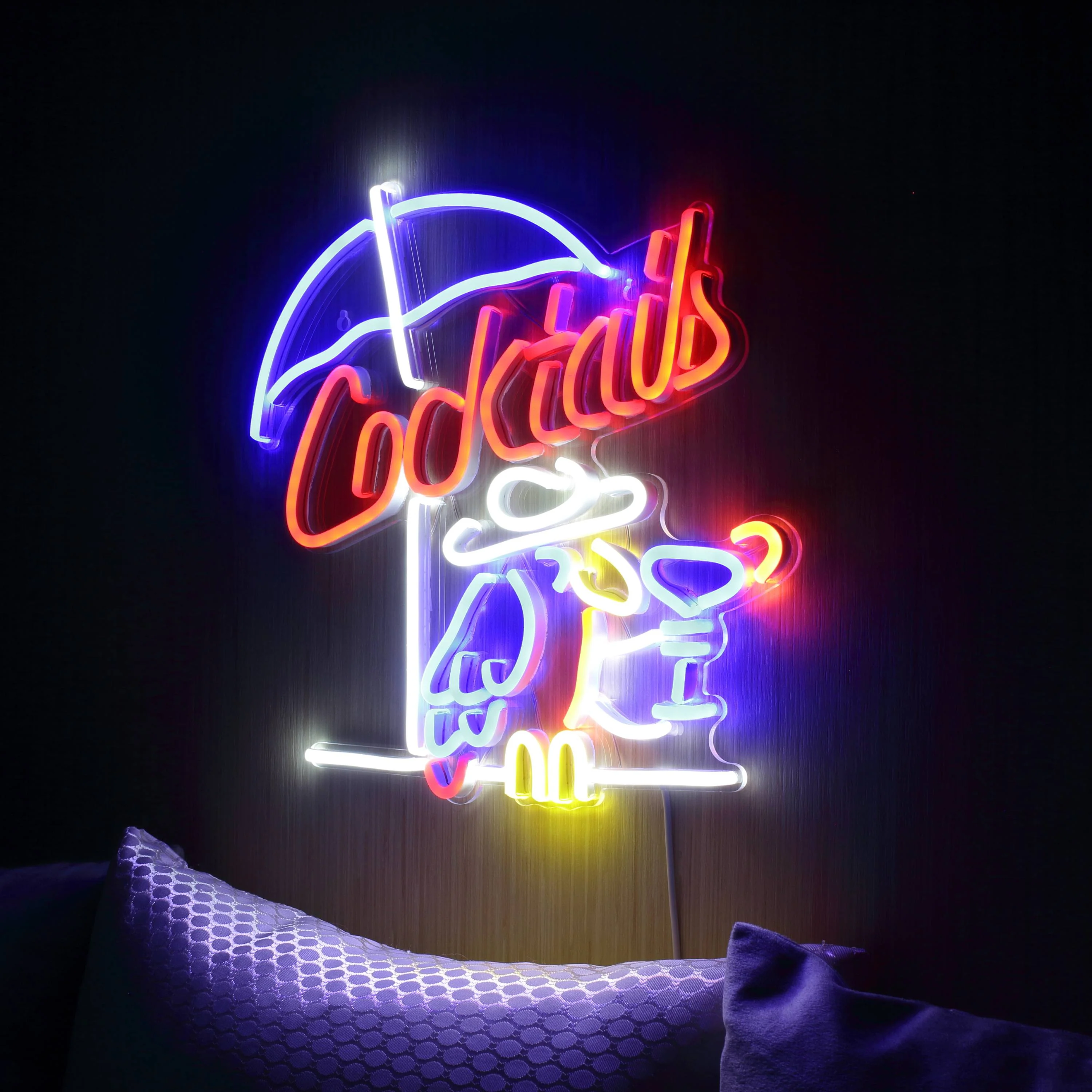 Cocktails Parrot Umbrella Martini Flex Neon LED Sign - Image 2
