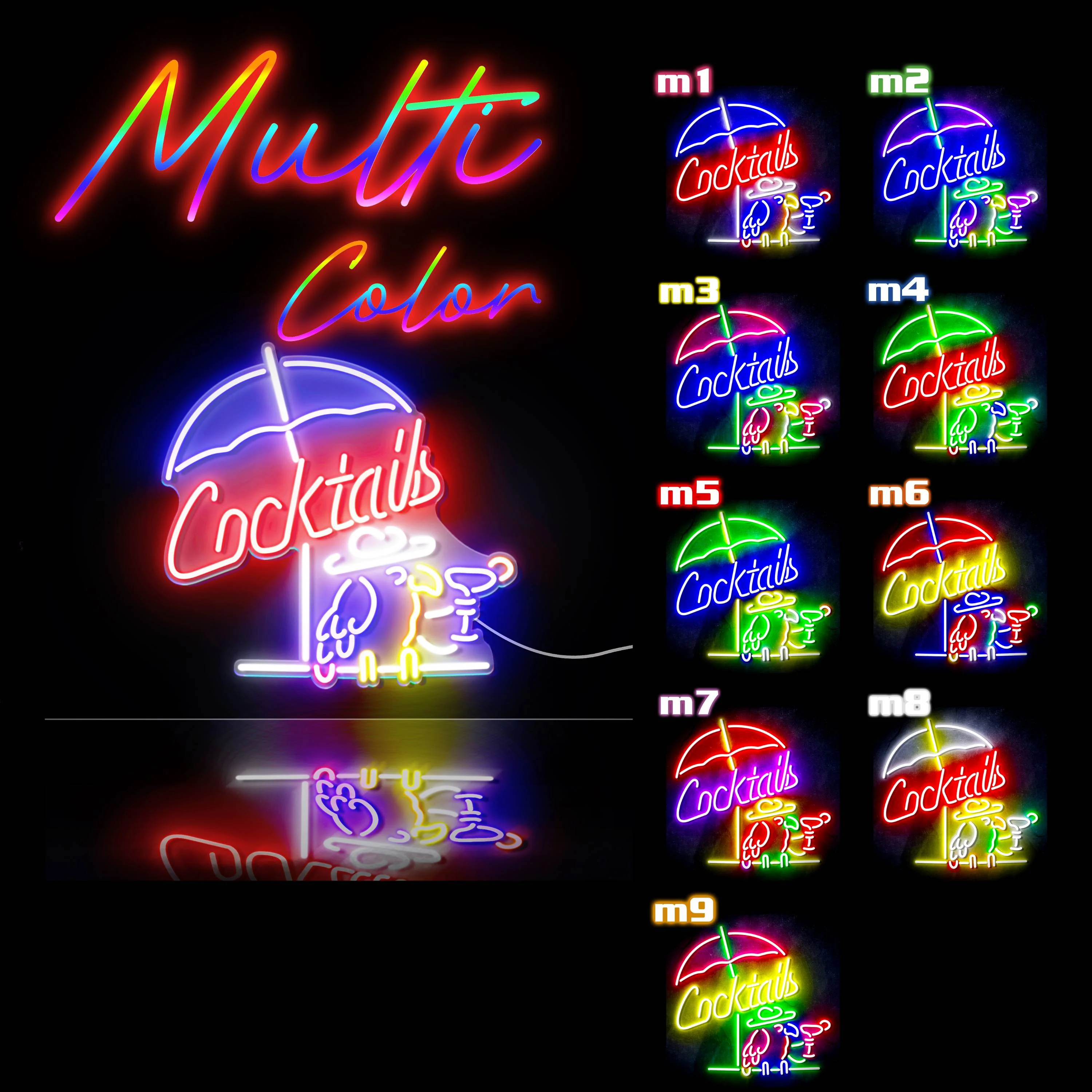 Cocktails Parrot Umbrella Martini Flex Neon LED Sign - Image 5
