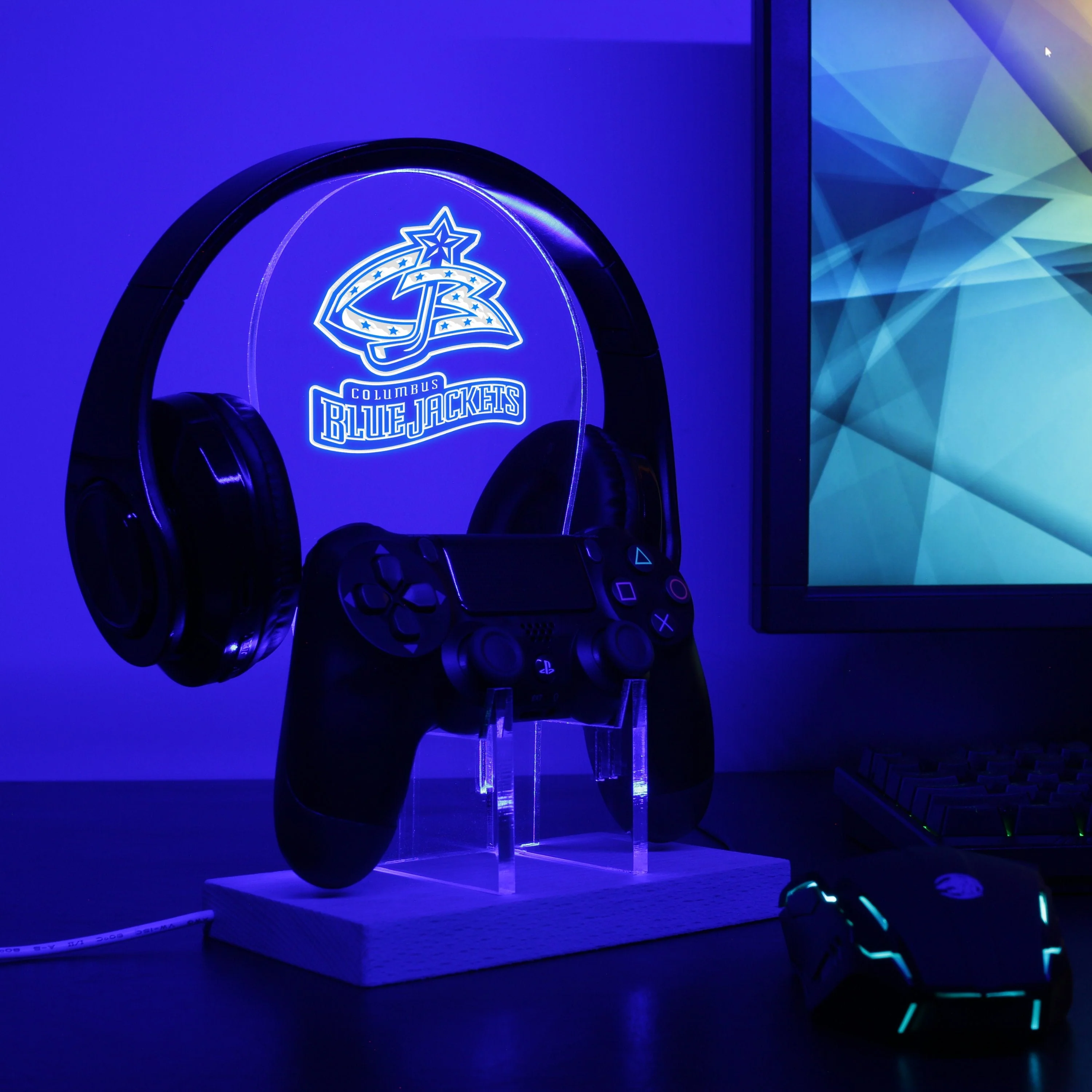 Columbus Blue Jackets LED Gaming Headset Controller Stand - Image 3
