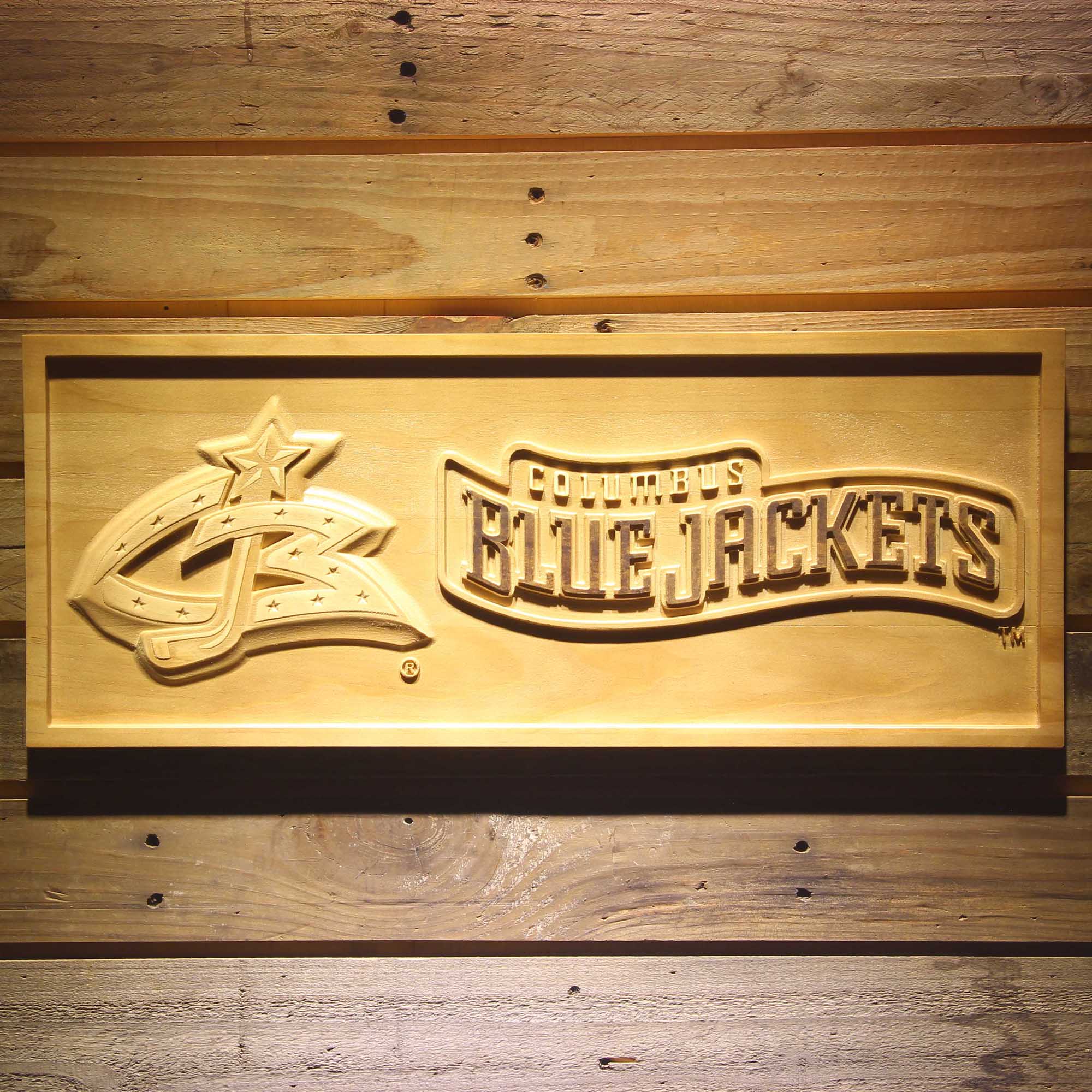 Columbus Jackets 3D Solid Wooden Craving Sign