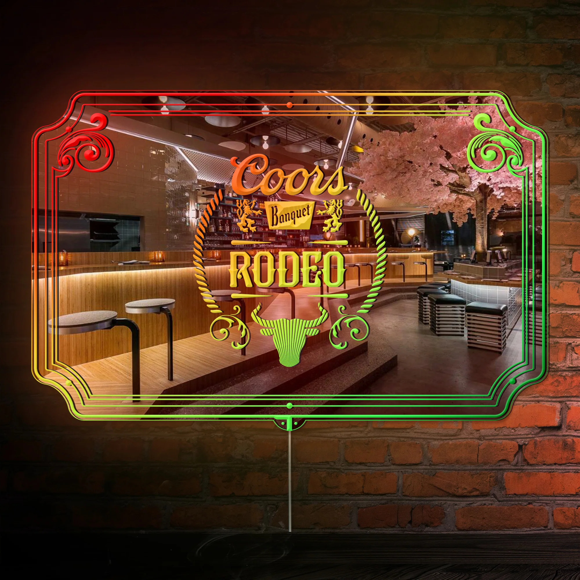 Coors Banquet Rodeo RGB LED Neon Sign with Elegant Mirror Backing - Image 4