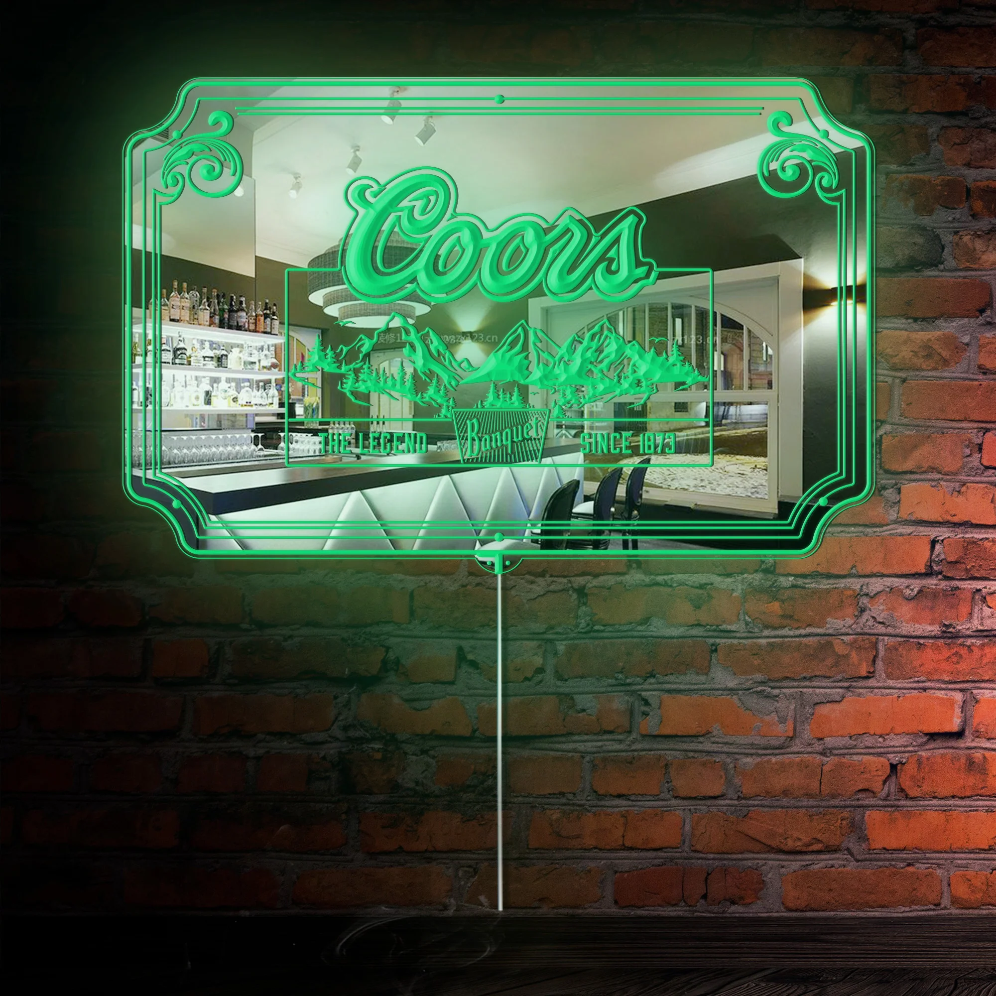 Coors Banquet the Legend RGB LED Neon Sign with Elegant Mirror Backing  - Perfect for Bars & Home Decor - Image 3