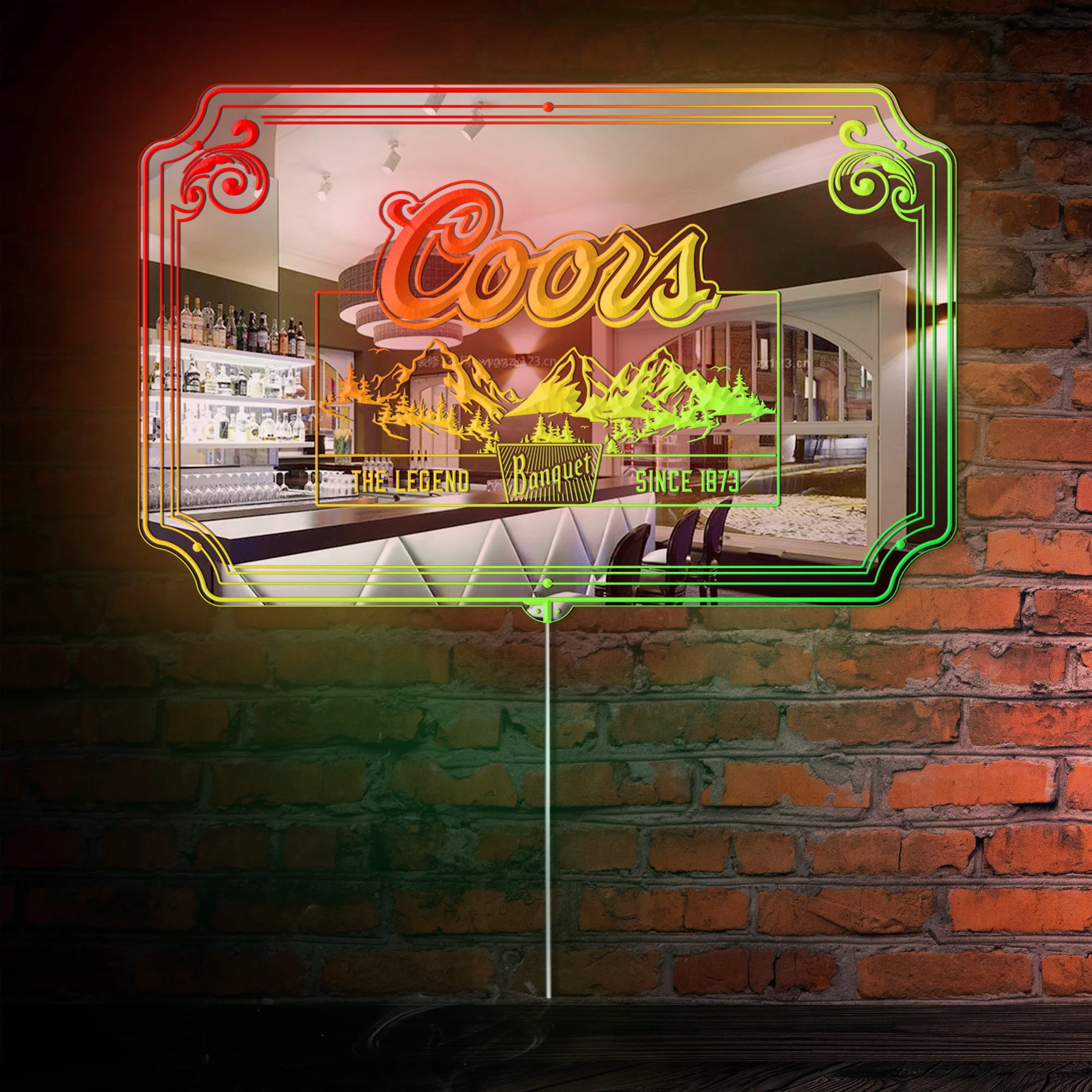 Coors Banquet the Legend RGB LED Neon Sign with Elegant Mirror Backing  - Perfect for Bars & Home Decor - Image 4