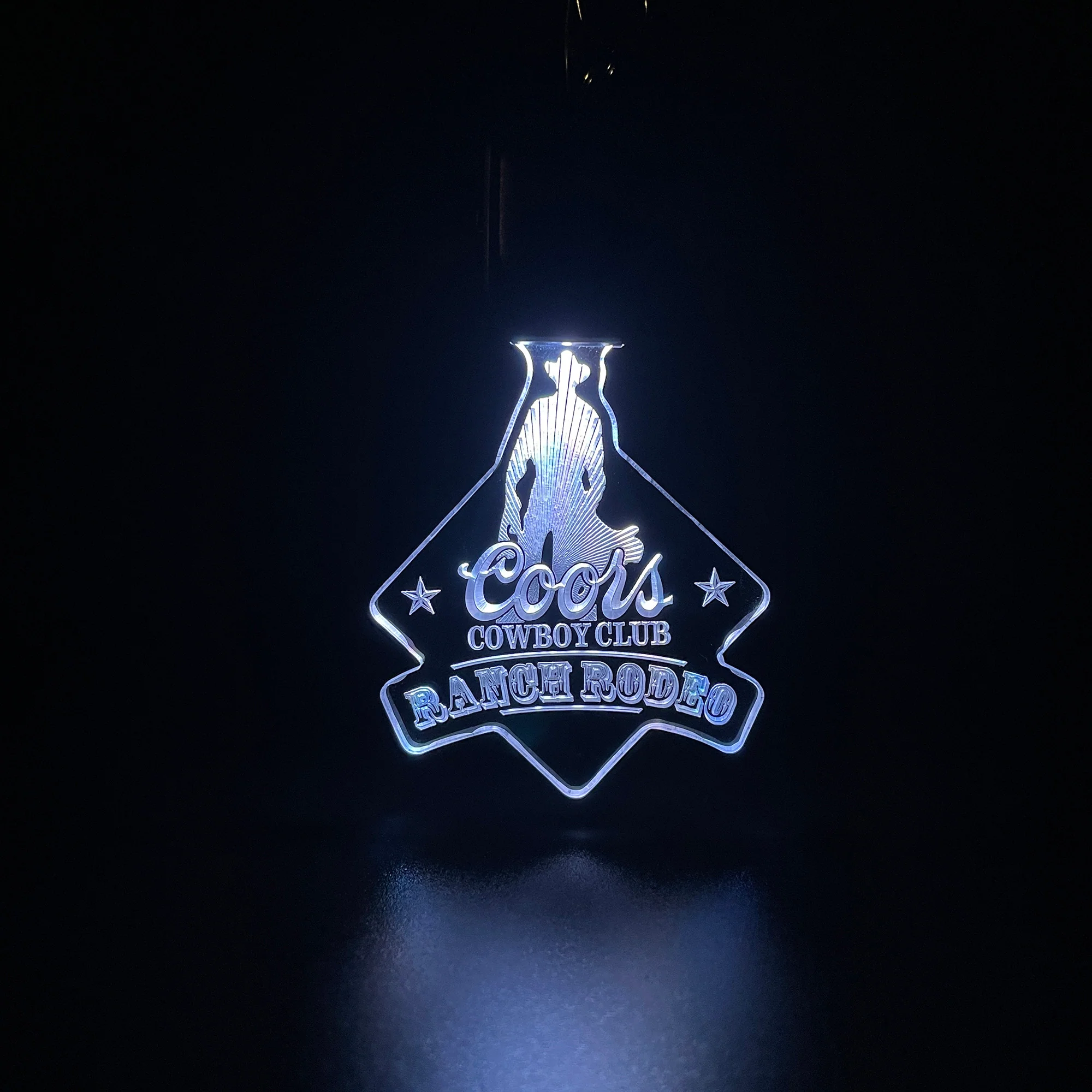 Coors Cowboy Club Ranch Rodeo LED Light Acrylic Keychain , Christmas Tree Ornament