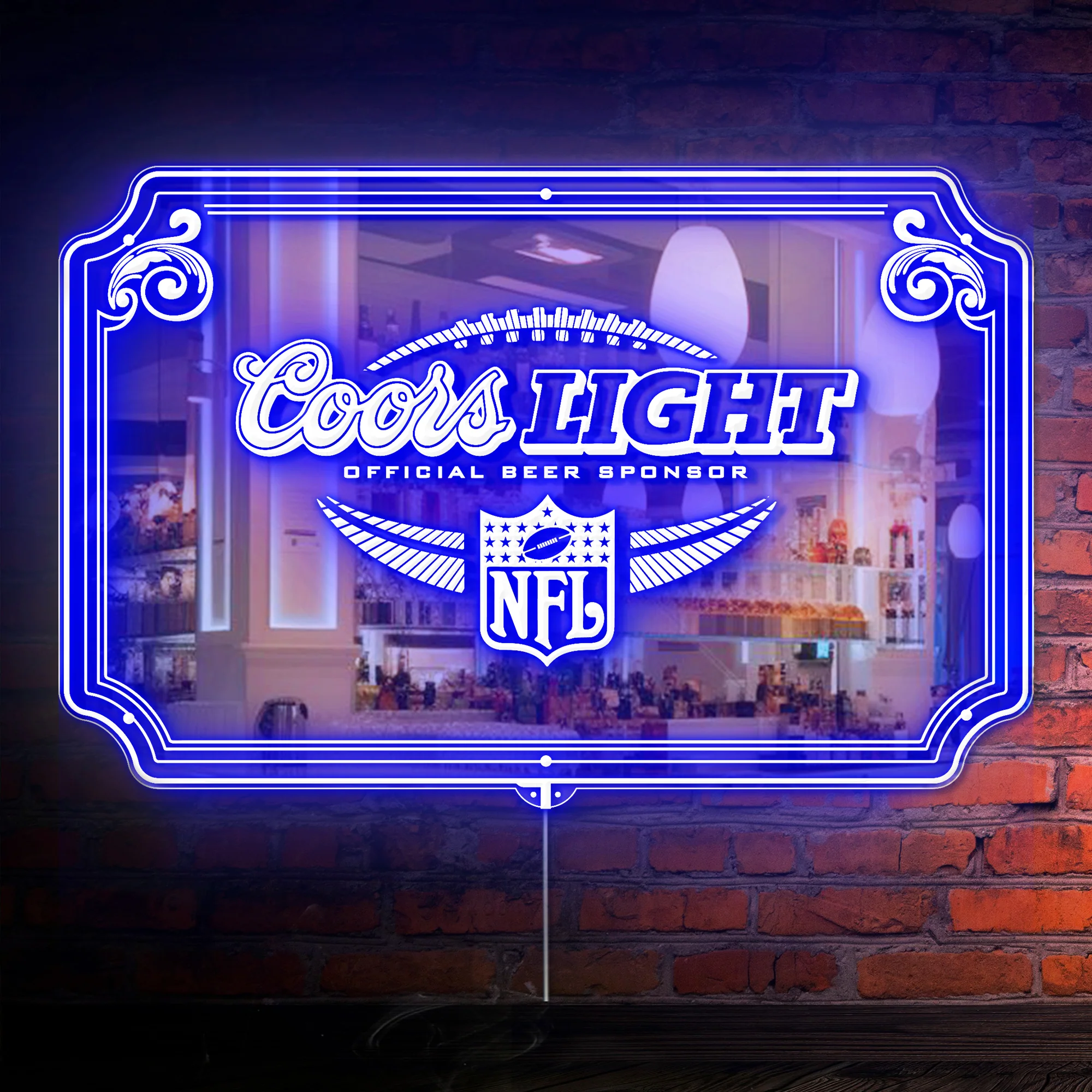 Coors Light Football RGB LED Neon Sign with Elegant Mirror Backing