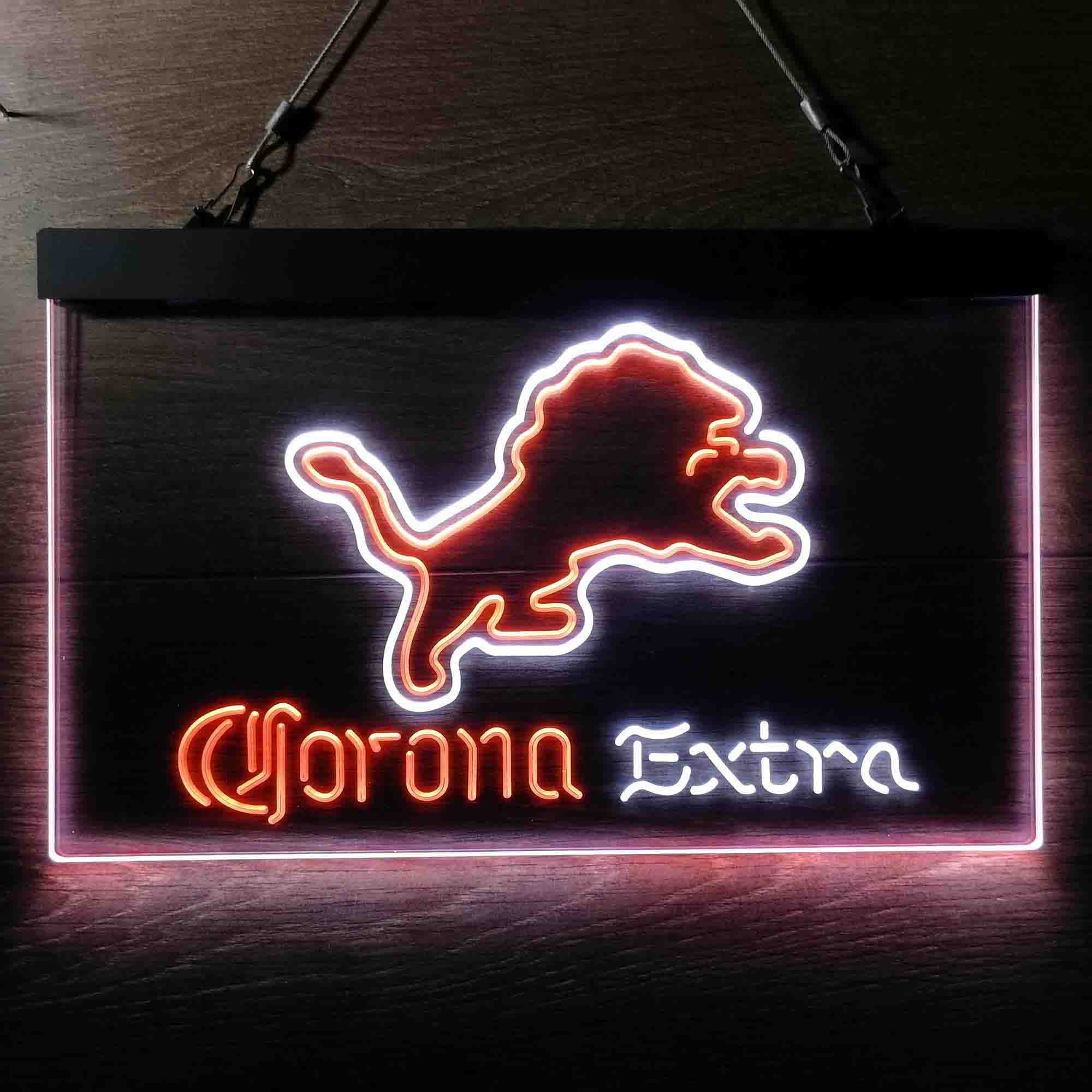 Detroit Lions Corona Extra Bar Neon-Like LED Sign