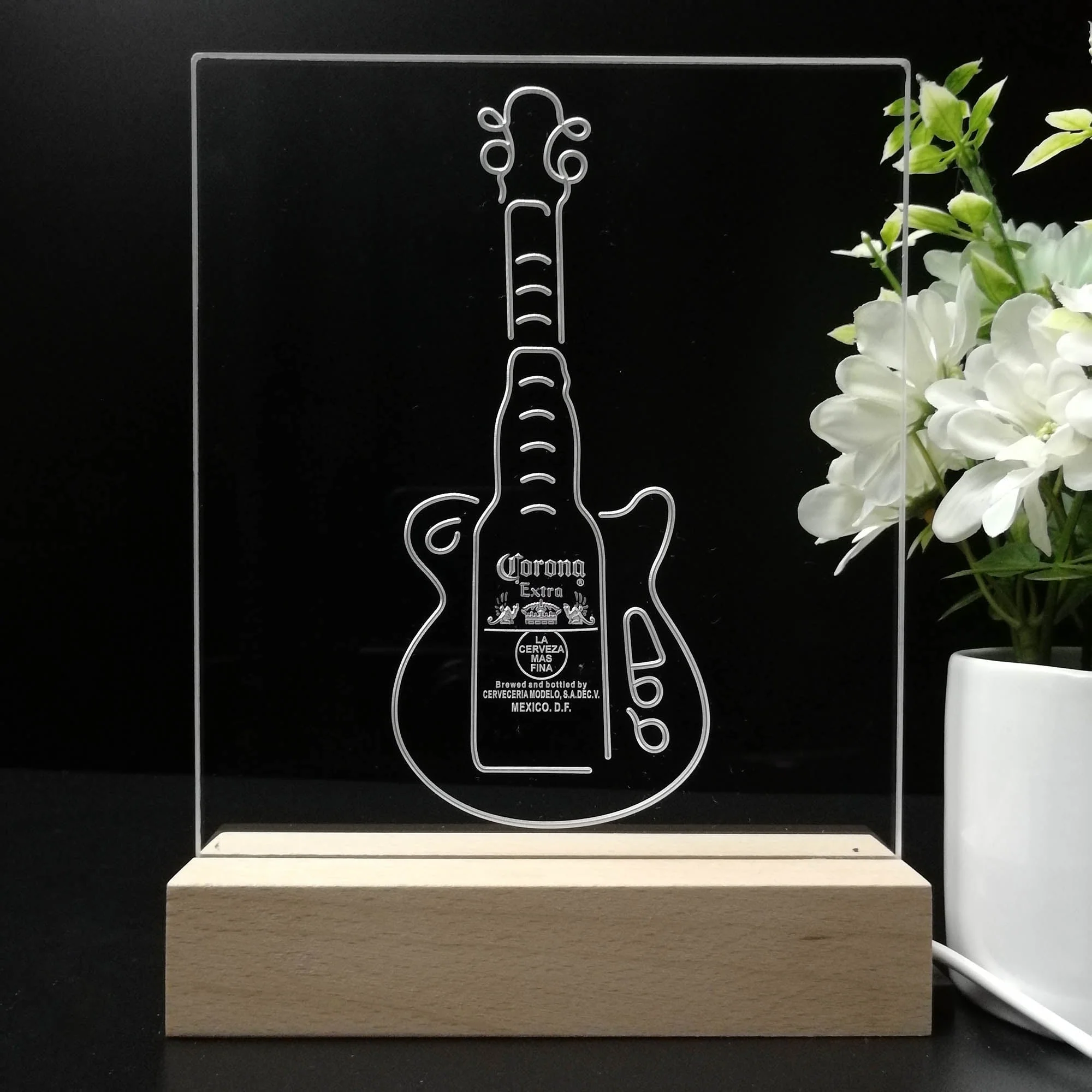 Corona Extra Guitar Bottle Night Light Neon Pub Bar Lamp - Image 8