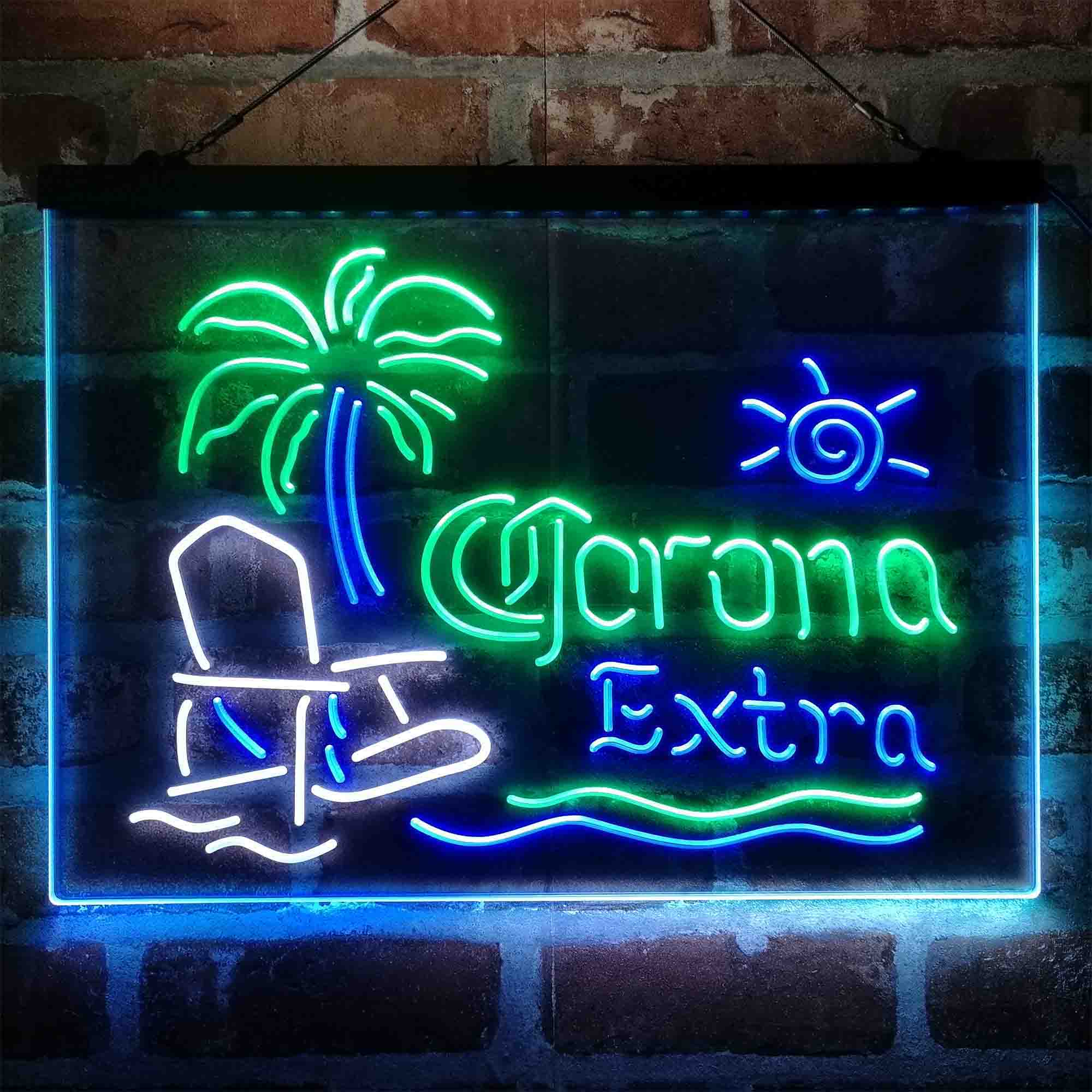 Corona Extra Palm Tree Beach Chair Neon 3-Color LED Sign - Image 10