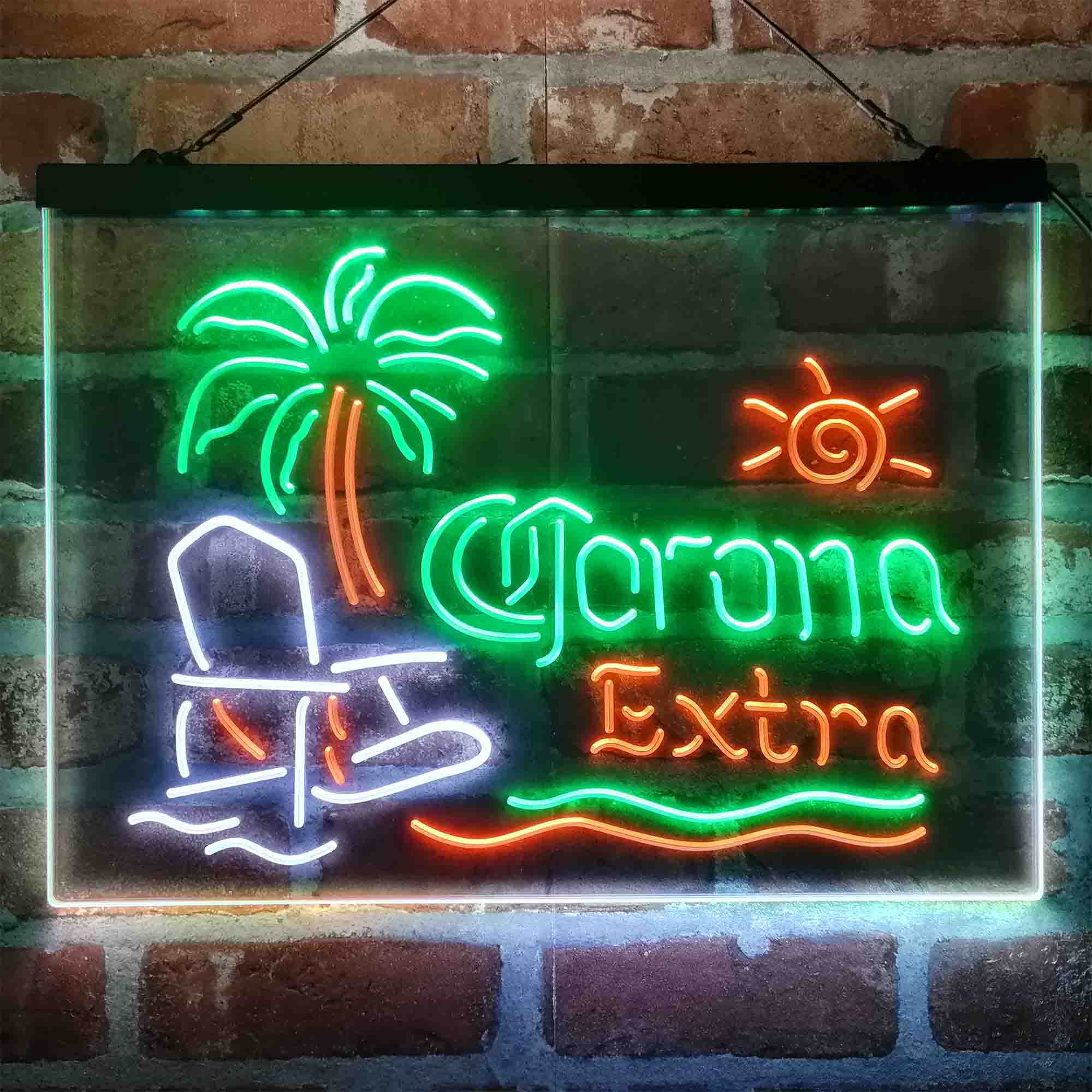 Corona Extra Palm Tree Beach Chair Neon 3-Color LED Sign - Image 6