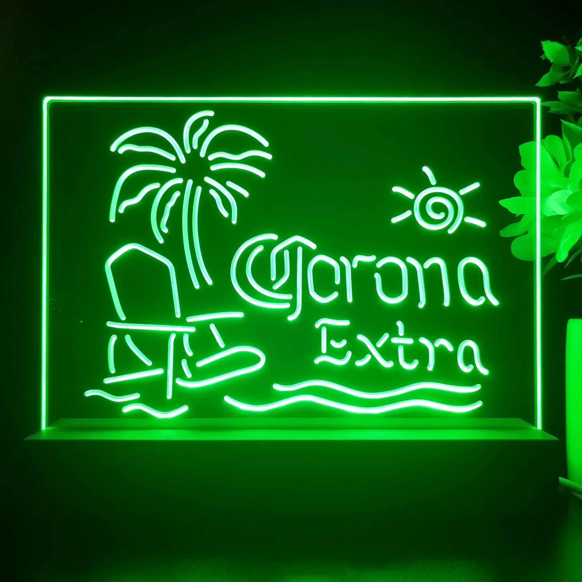 Corona Extra Palm Tree Beach Chair Neon Sign Pub Bar Lamp