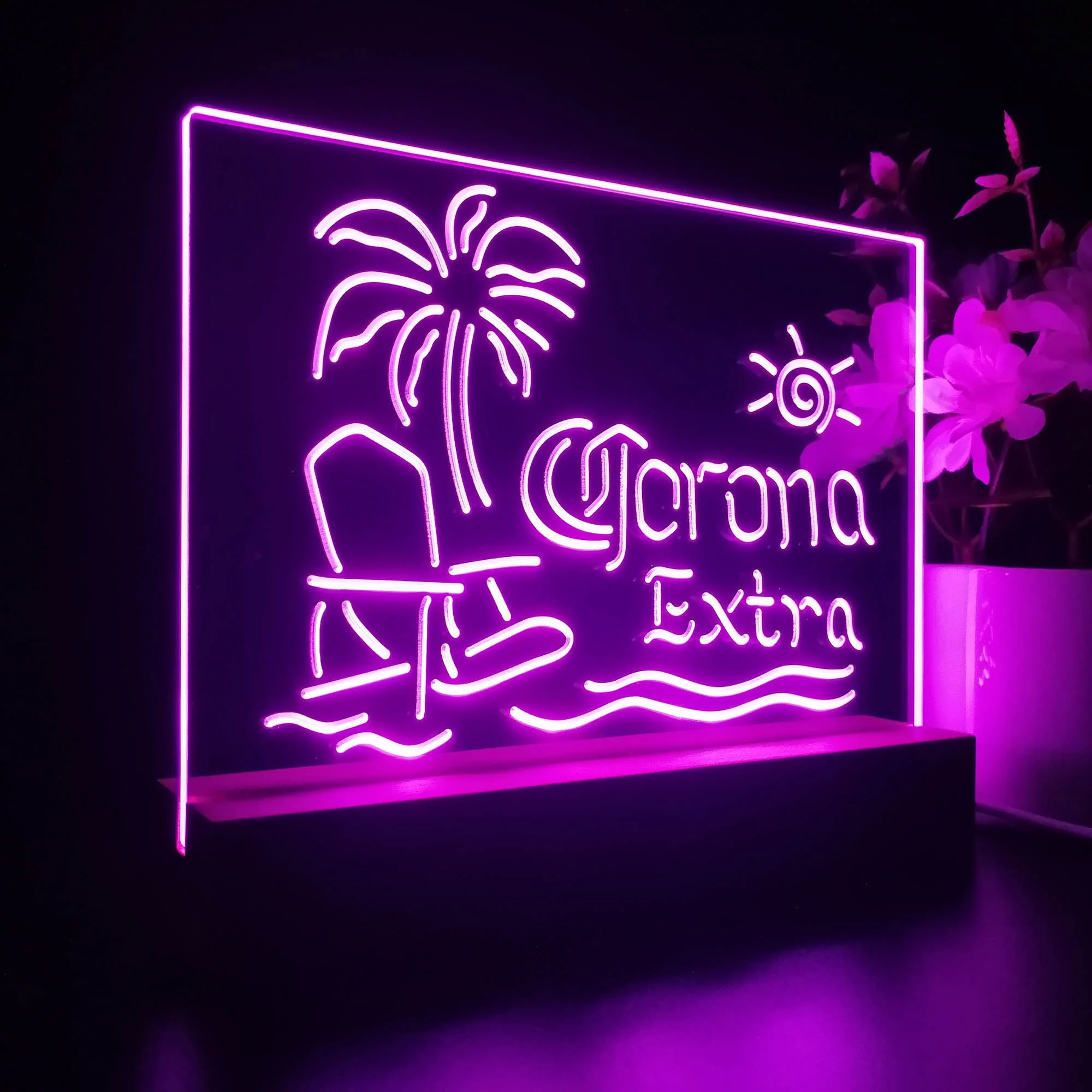 Corona Extra Palm Tree Beach Chair Neon Sign Pub Bar Lamp - Image 5