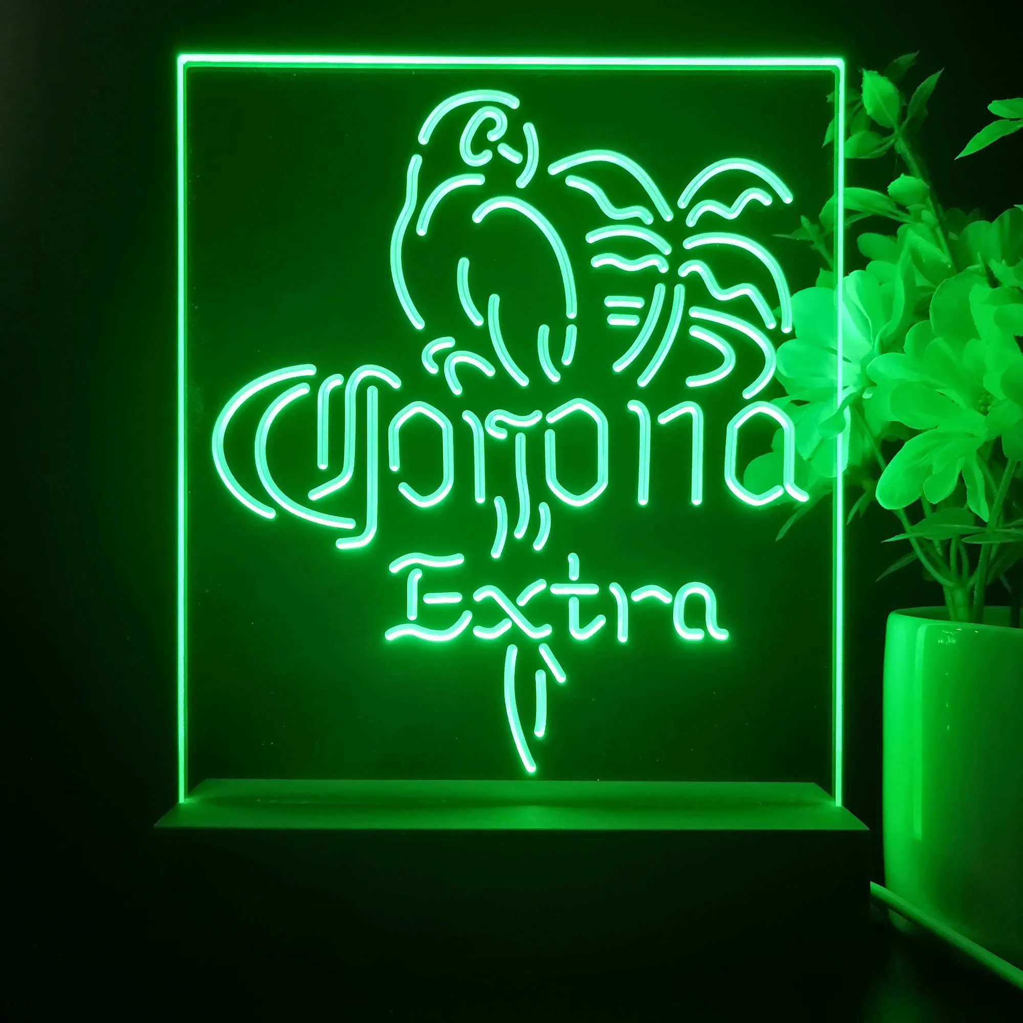 Corona Extra Parrot Palm Tree Neon Pub Bar Lamp - Image 2
