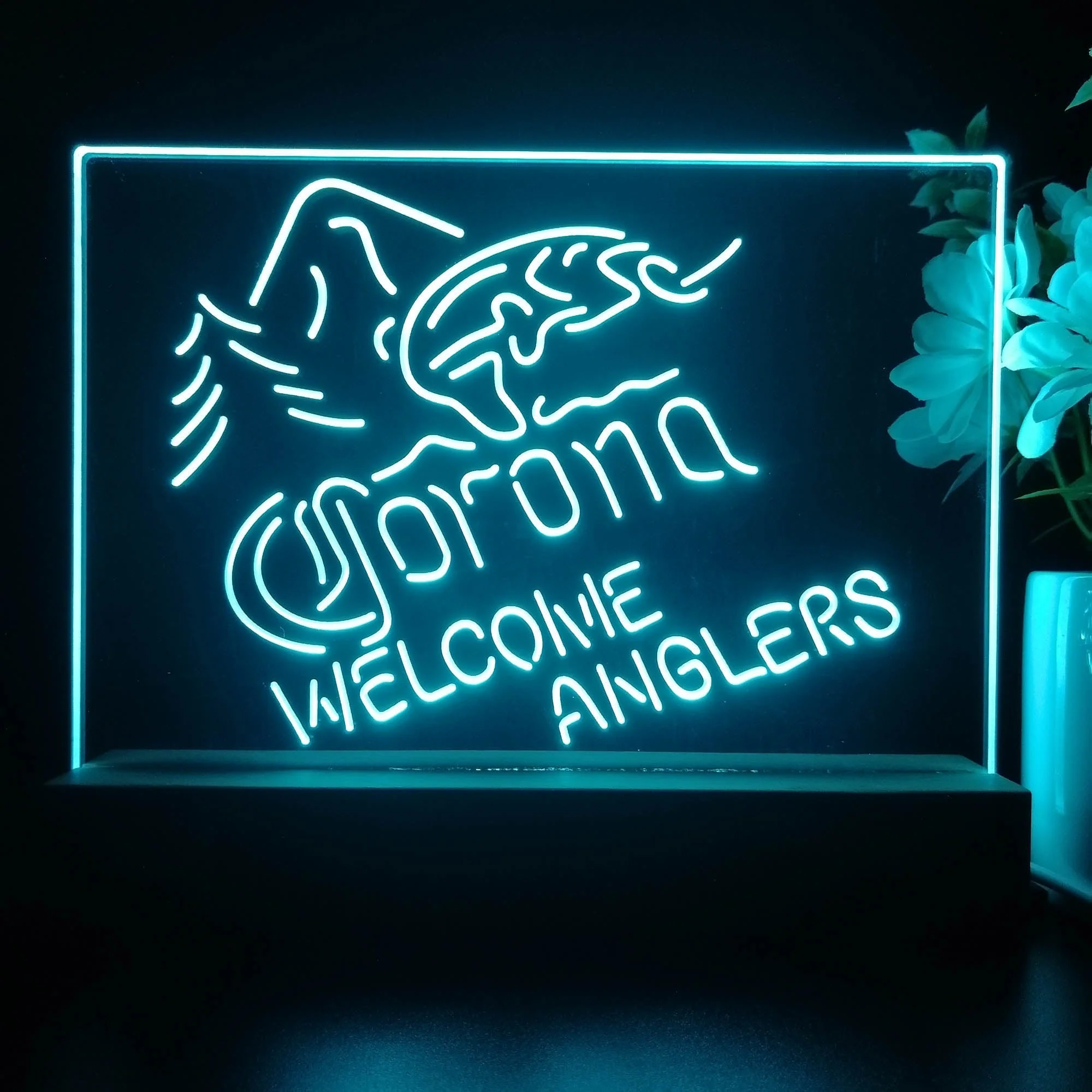 Corona Fishing Welcome Anglers Neon Sign Pub Bar Lamp