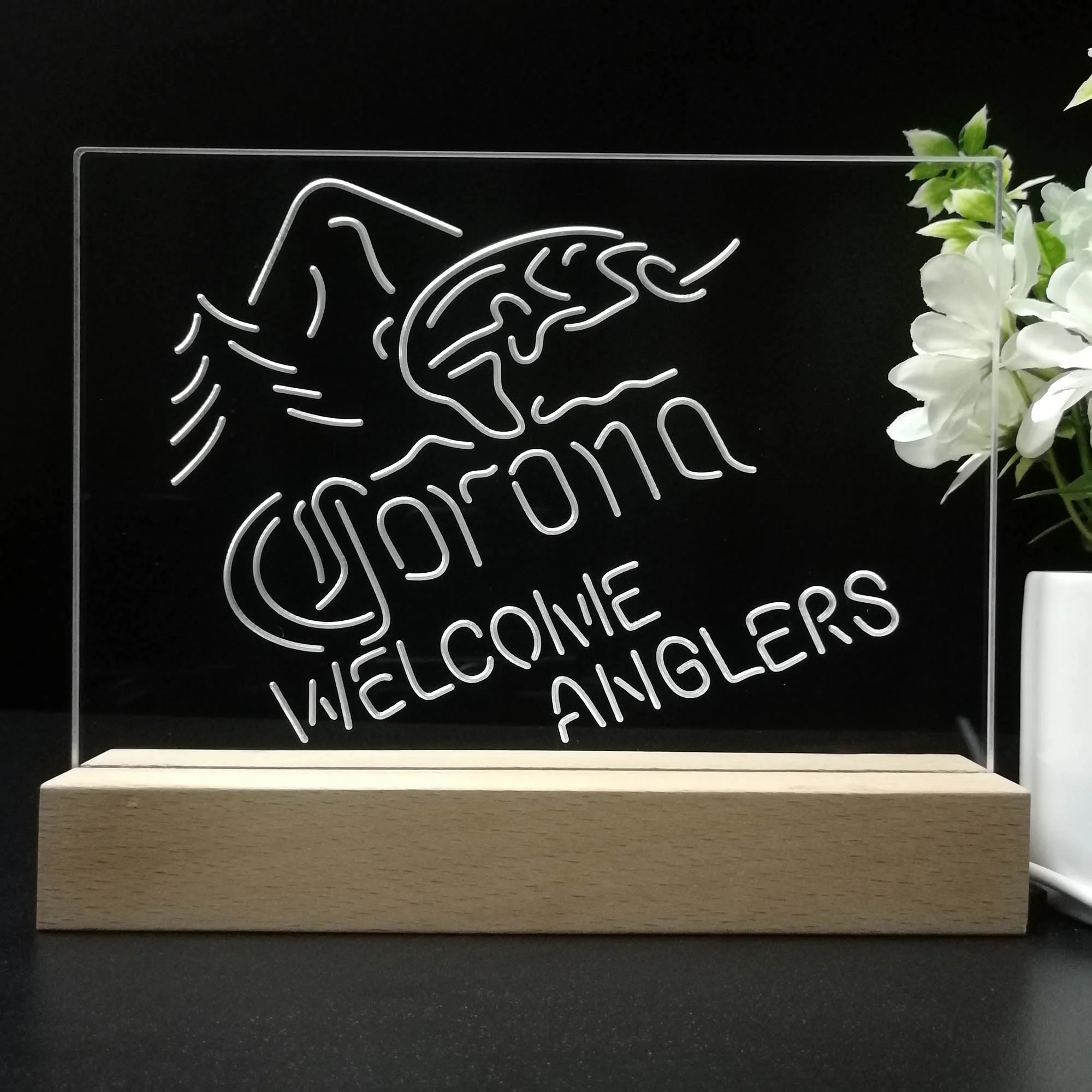 Corona Fishing Welcome Anglers Neon Sign Pub Bar Lamp - Image 8