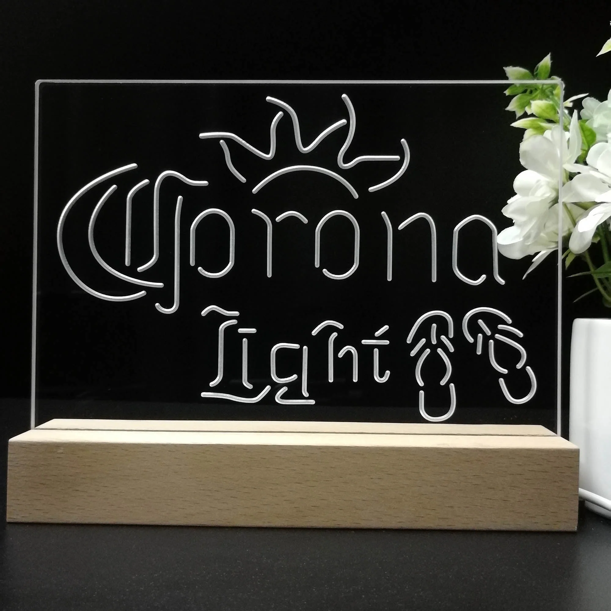 Corona Light Flip Flop Beach Neon Sign Pub Bar Lamp - Image 8