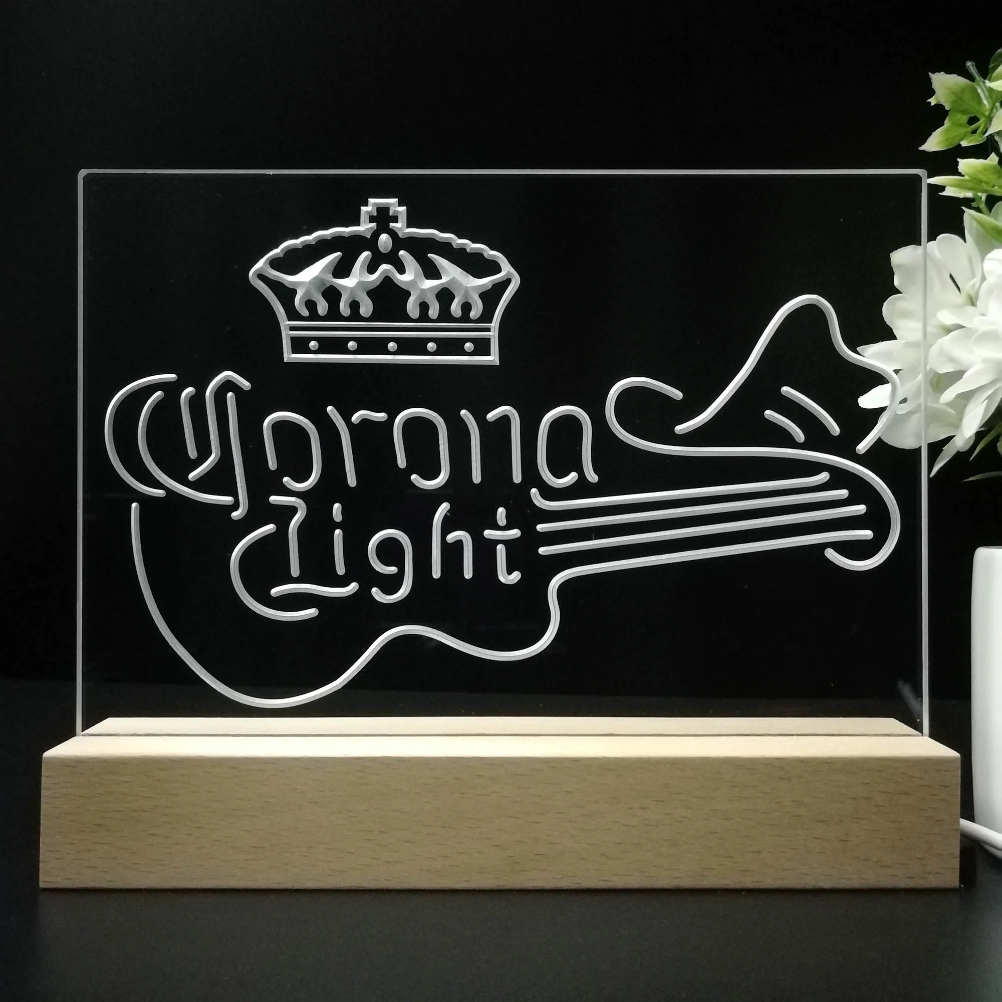 Corona Light Guitar Cowboy Hat Neon Sign Pub Bar Lamp - Image 8