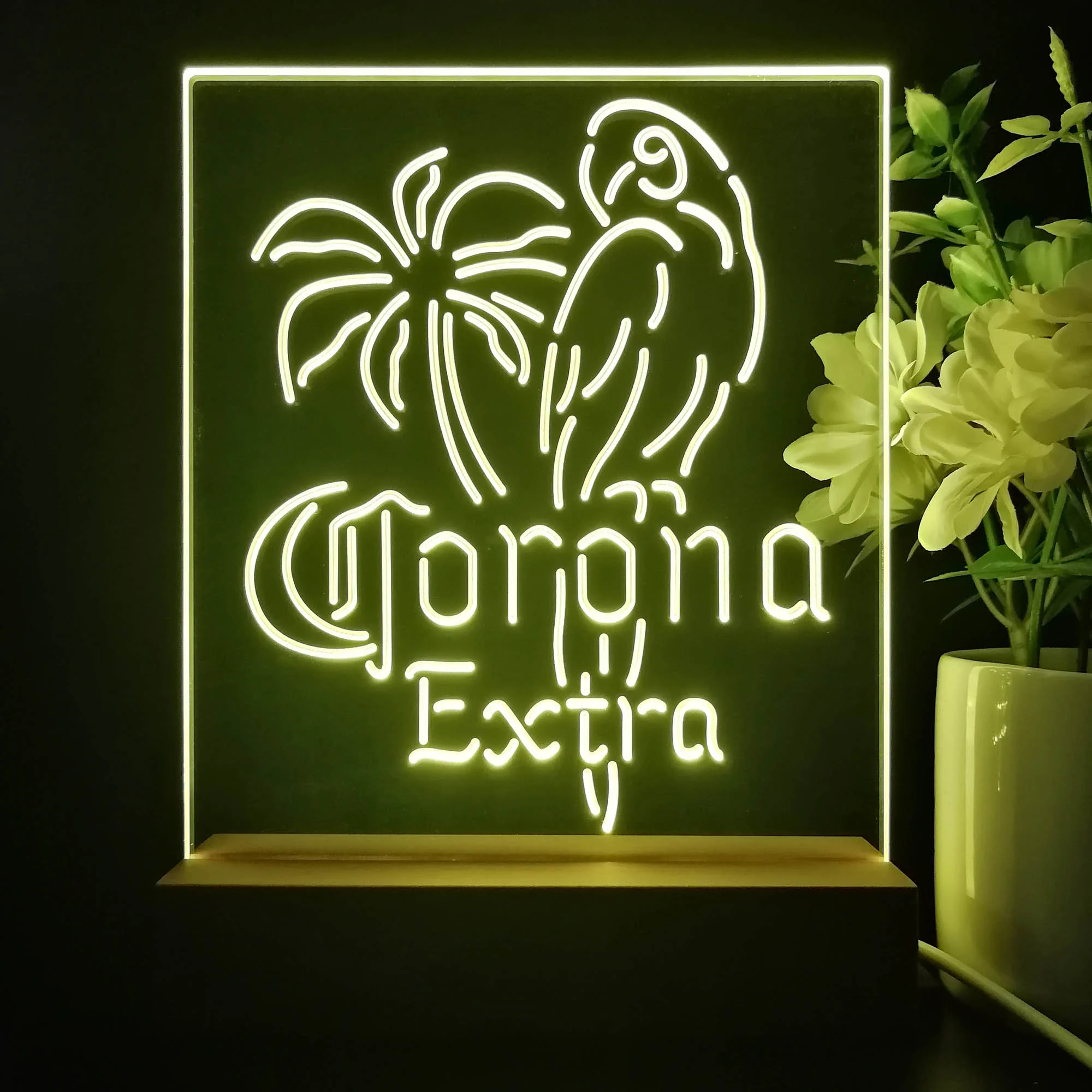 Corona Parrot Night Light Neon Pub Bar Lamp