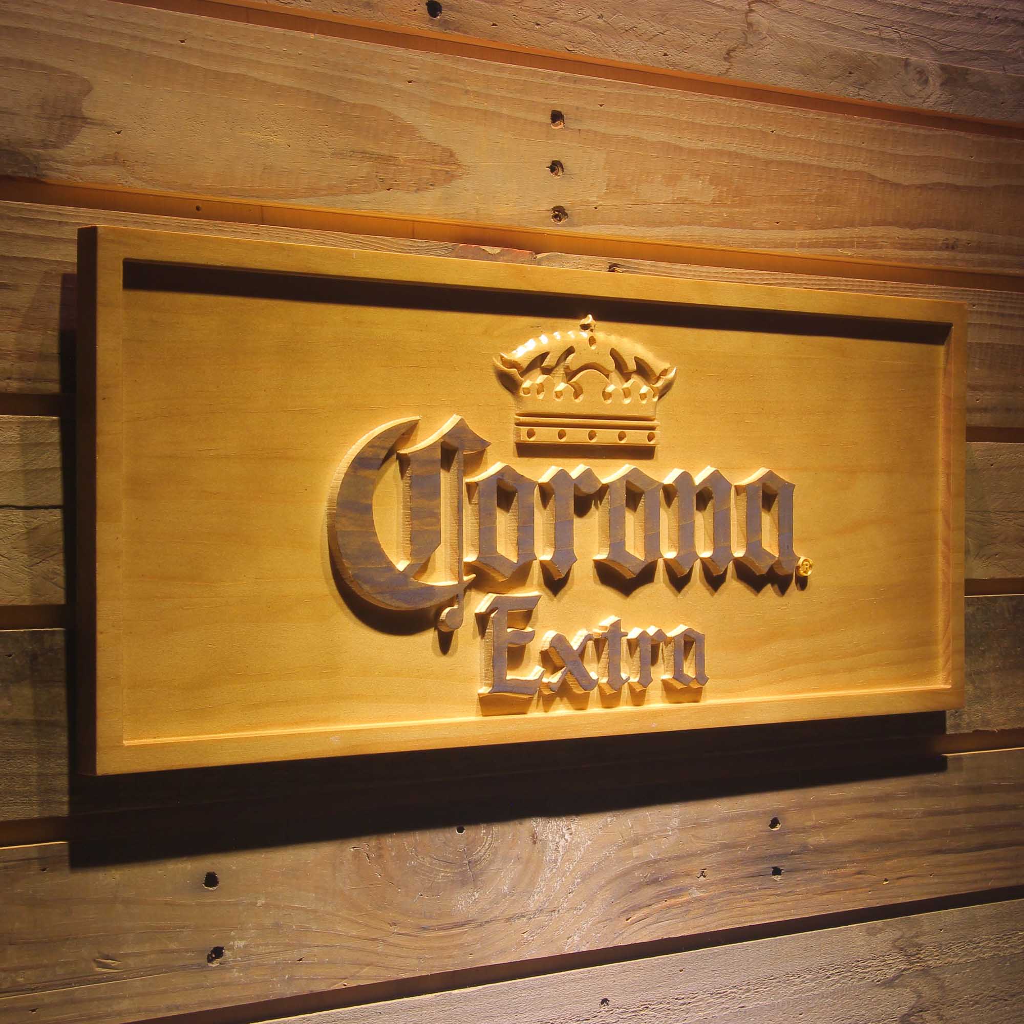Corona 3D Solid Wooden Craving Sign - Image 2